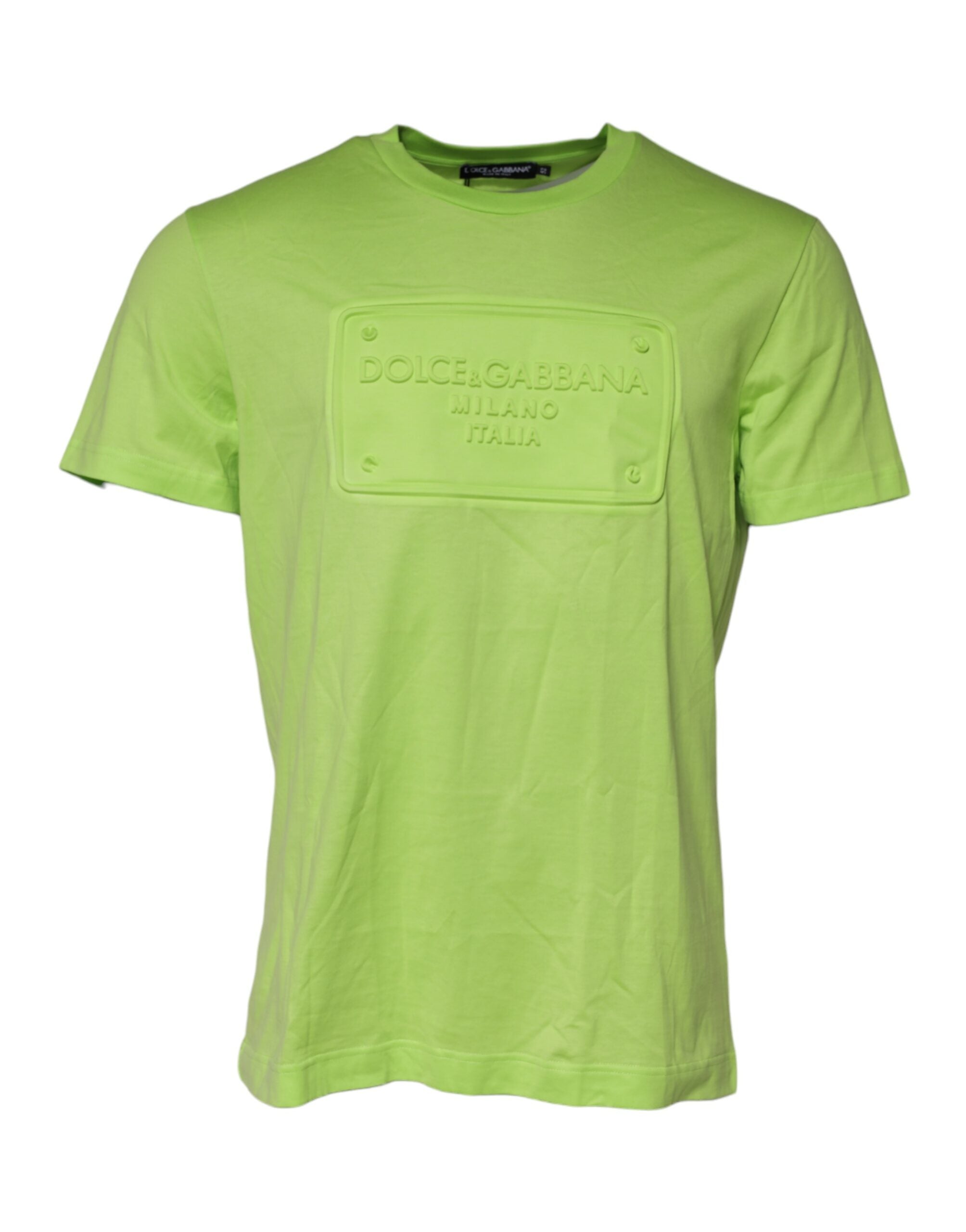 Dolce & Gabbana green T-shirt with embossed logo and round neck made of cotton-2