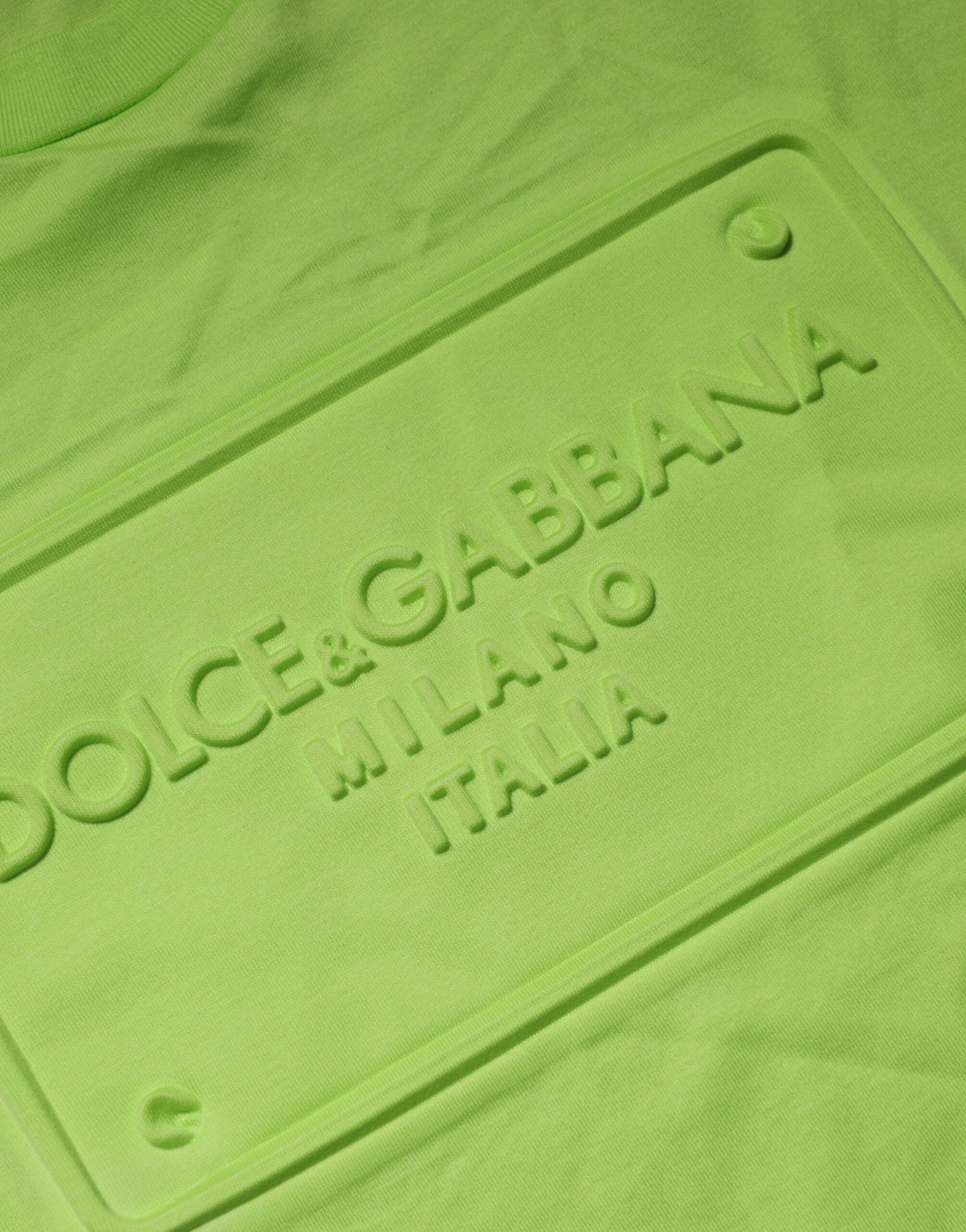 Dolce & Gabbana green T-shirt with embossed logo and round neck made of cotton-5