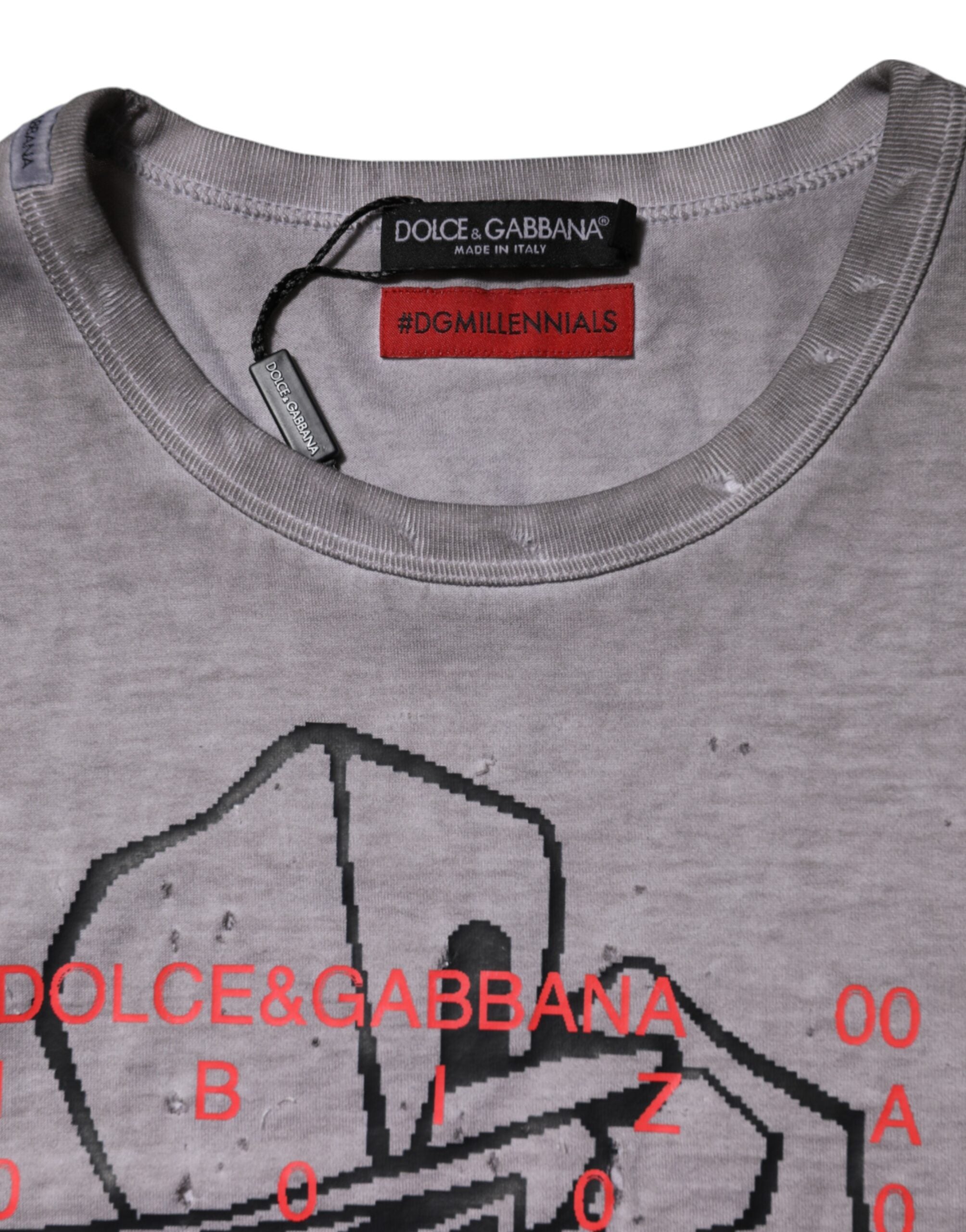 Dolce & Gabbana grey round neck cotton t-shirt with graphic print-4