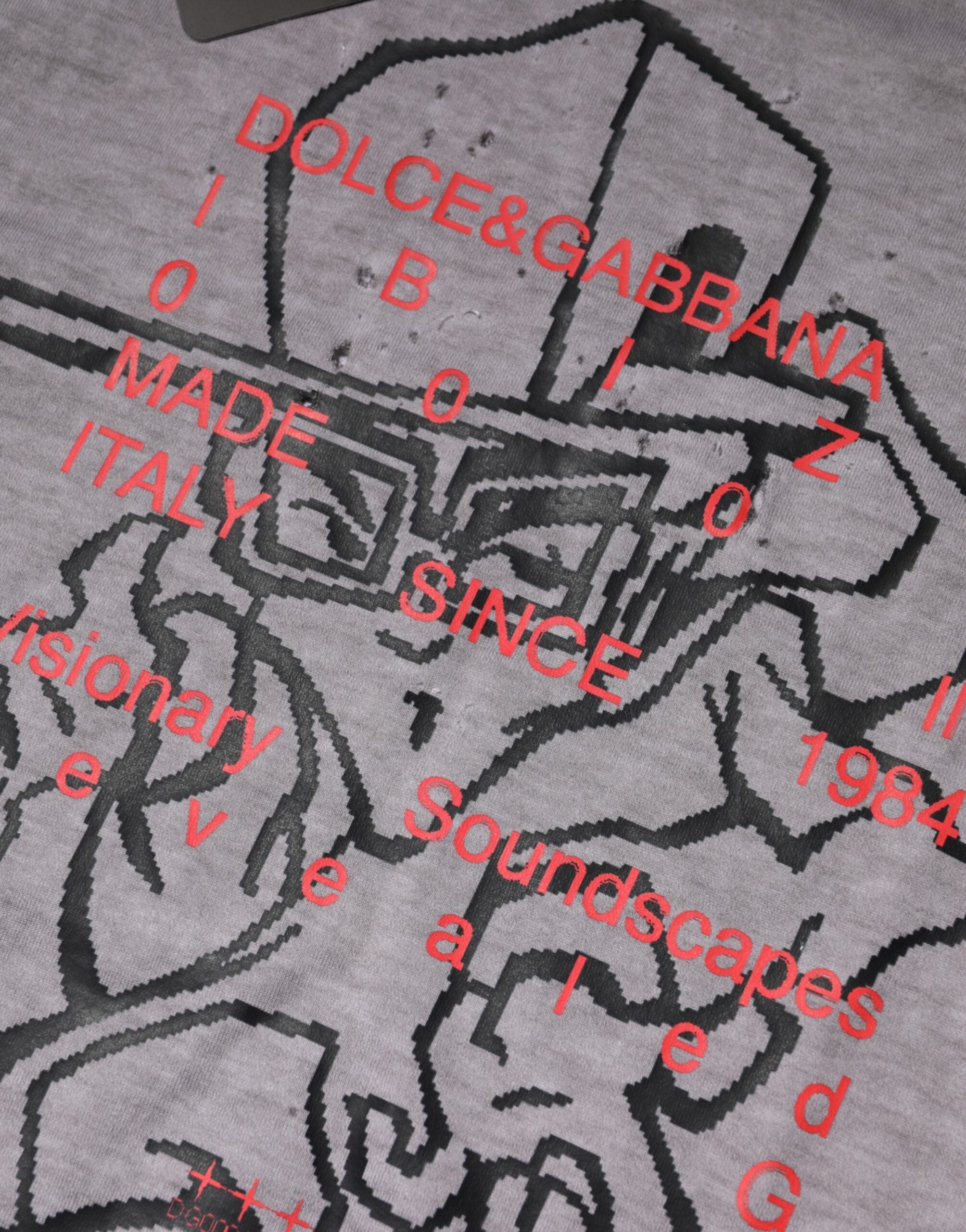 Dolce & Gabbana grey round neck cotton t-shirt with graphic print-5