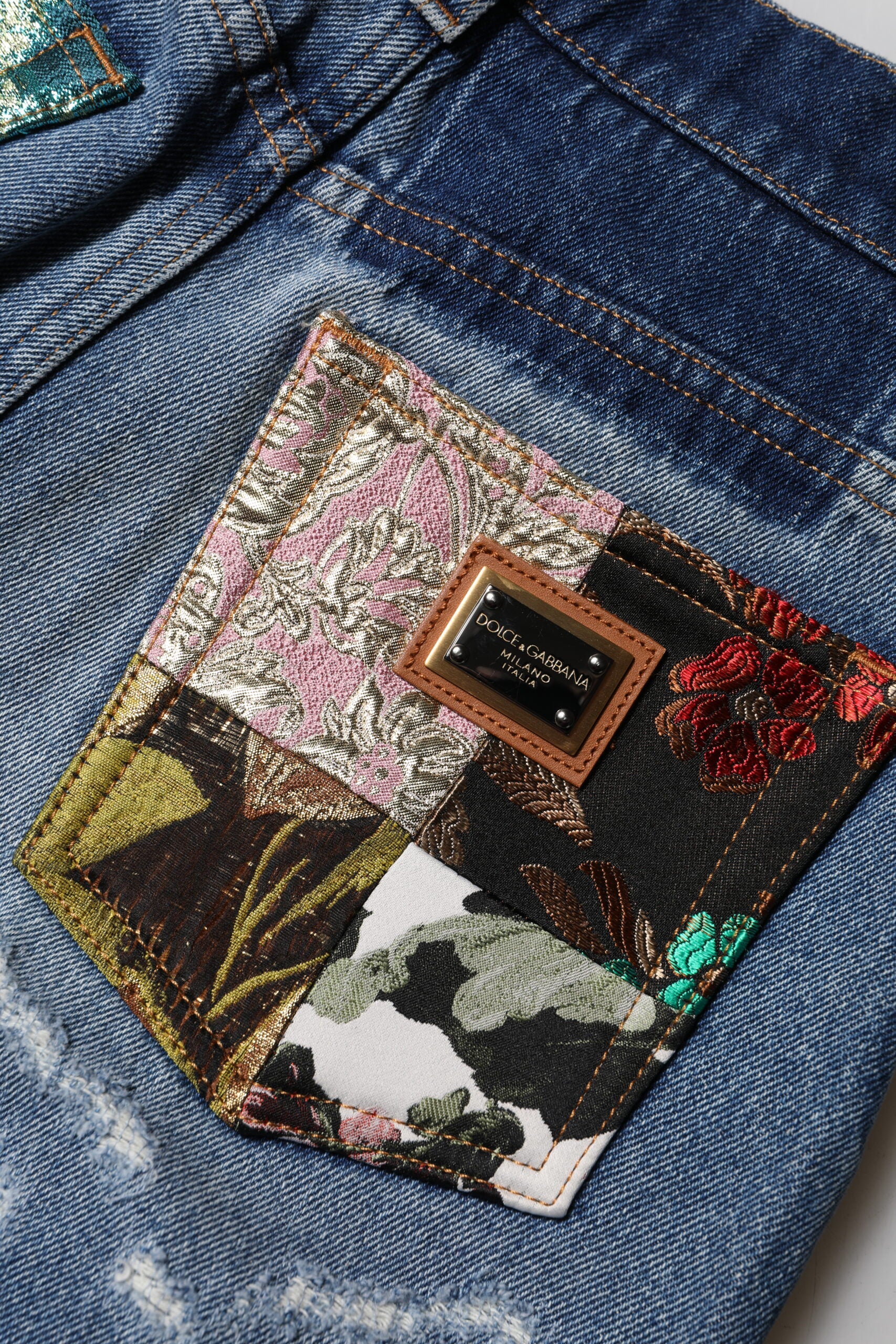 Dolce & Gabbana Blaue AMBER Zerrissene Denim-Jeans mit hoher Taille-5