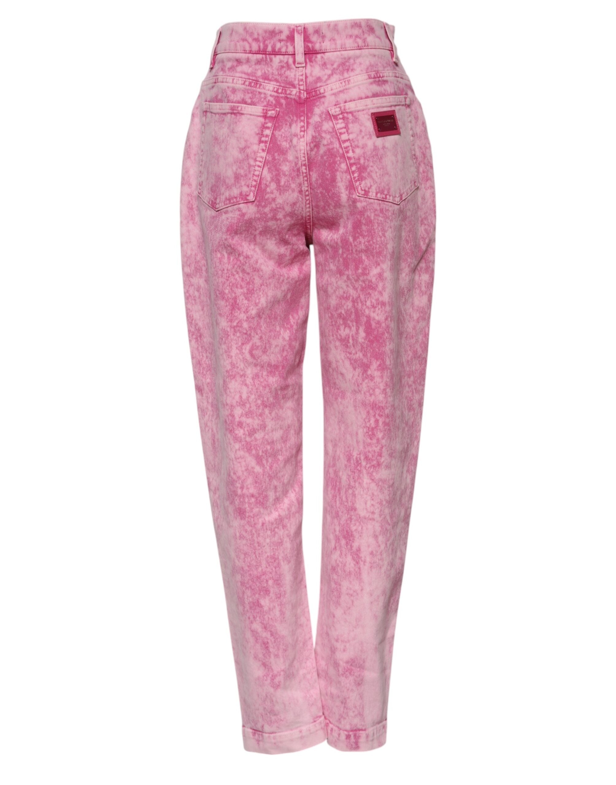 Dolce & Gabbana pink tie-dye jeans with a high waist and tapered denim-3