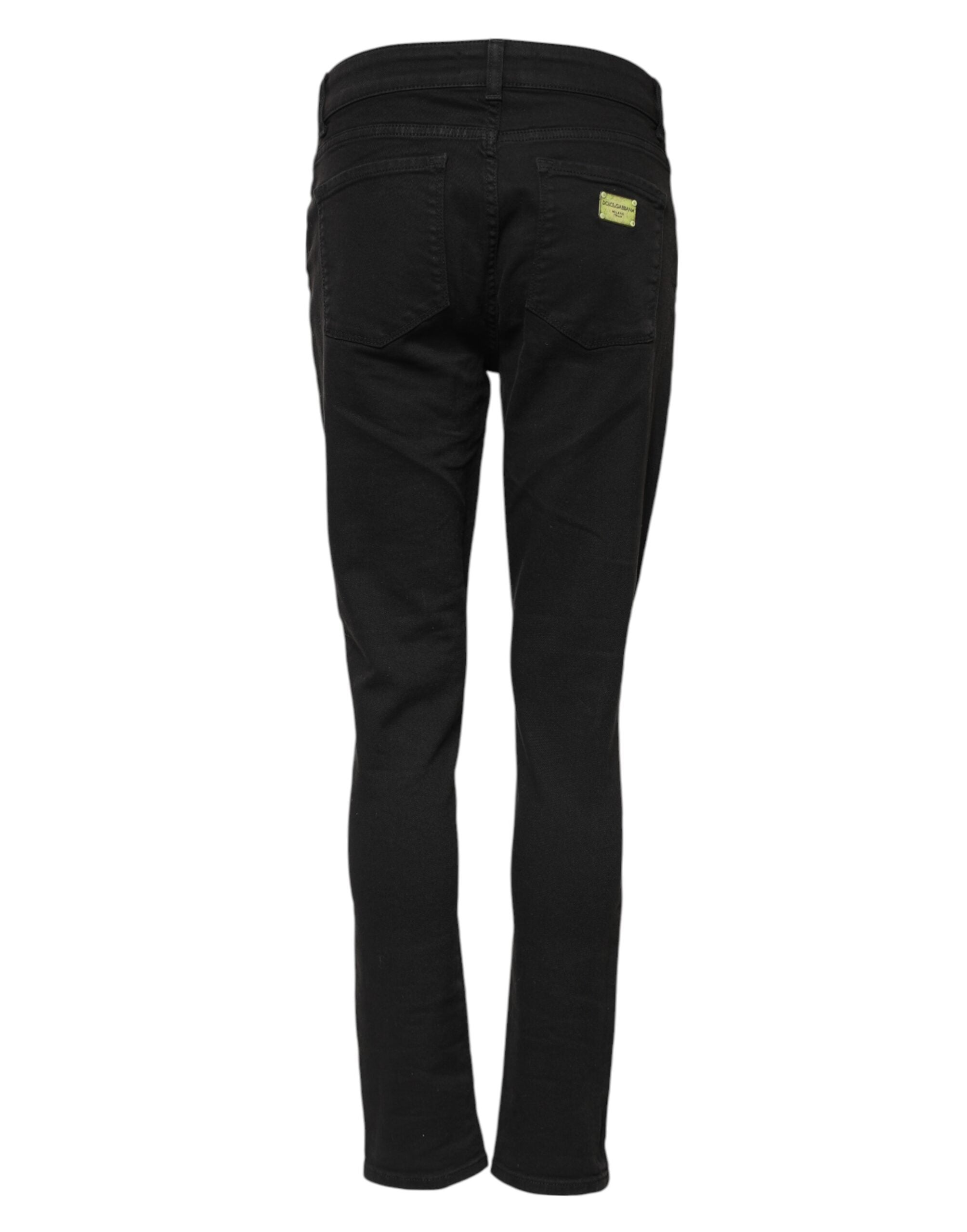 Dolce & Gabbana Schwarze Skinny Denim-Jeans aus Baumwolle mit mittlerer Taille-3