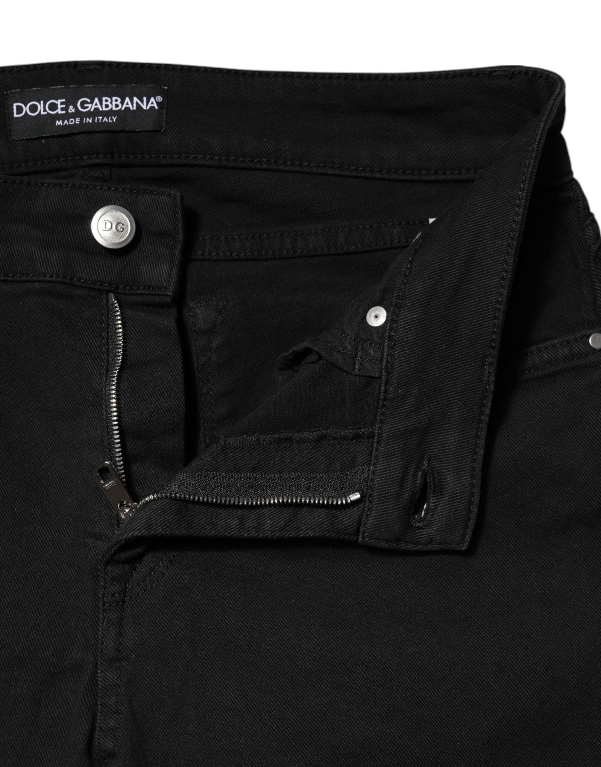 Dolce & Gabbana Schwarze Skinny Denim-Jeans aus Baumwolle mit mittlerer Taille-4