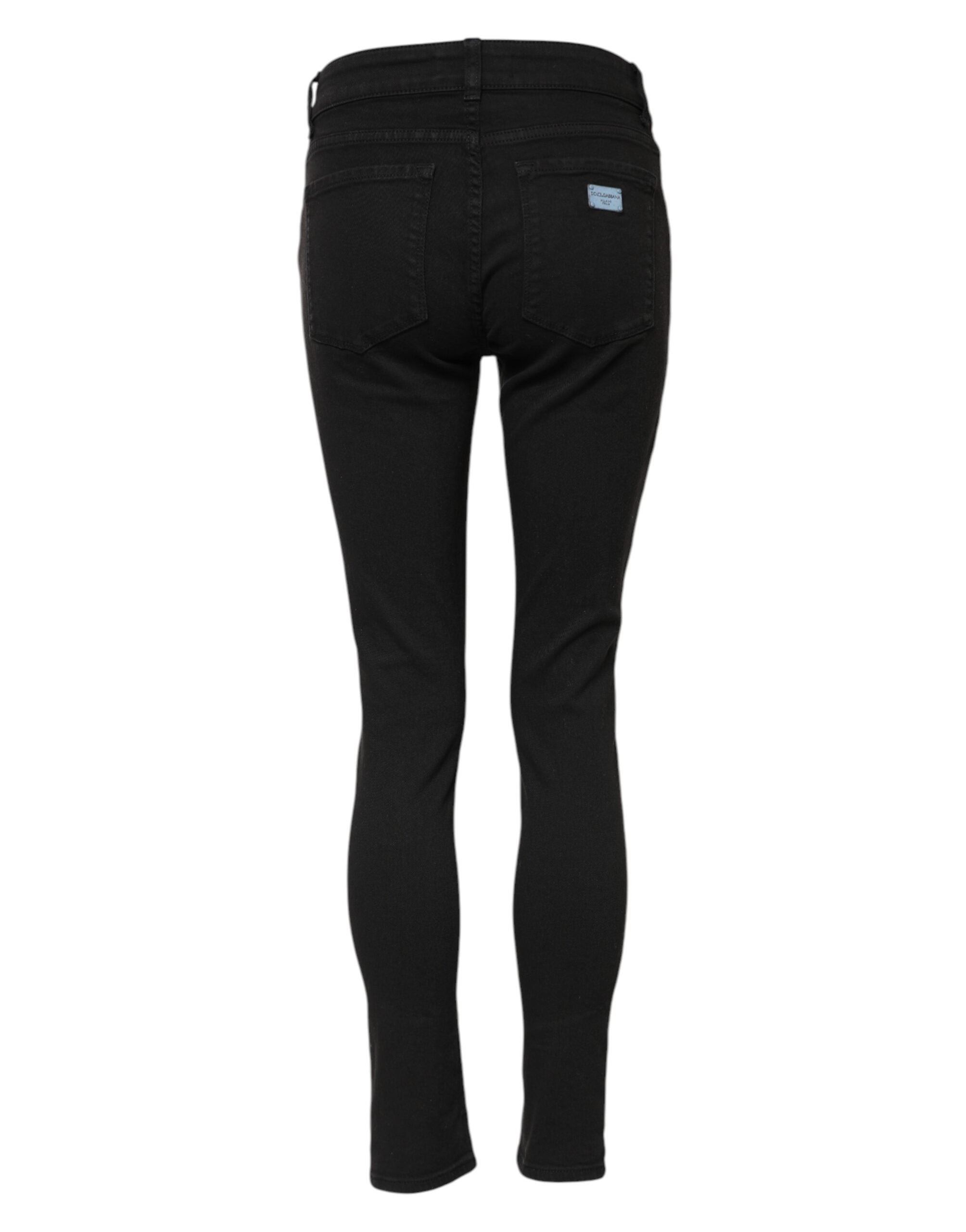 Dolce & Gabbana Schwarze Skinny Denim-Jeans aus Baumwolle mit mittlerer Taille-3