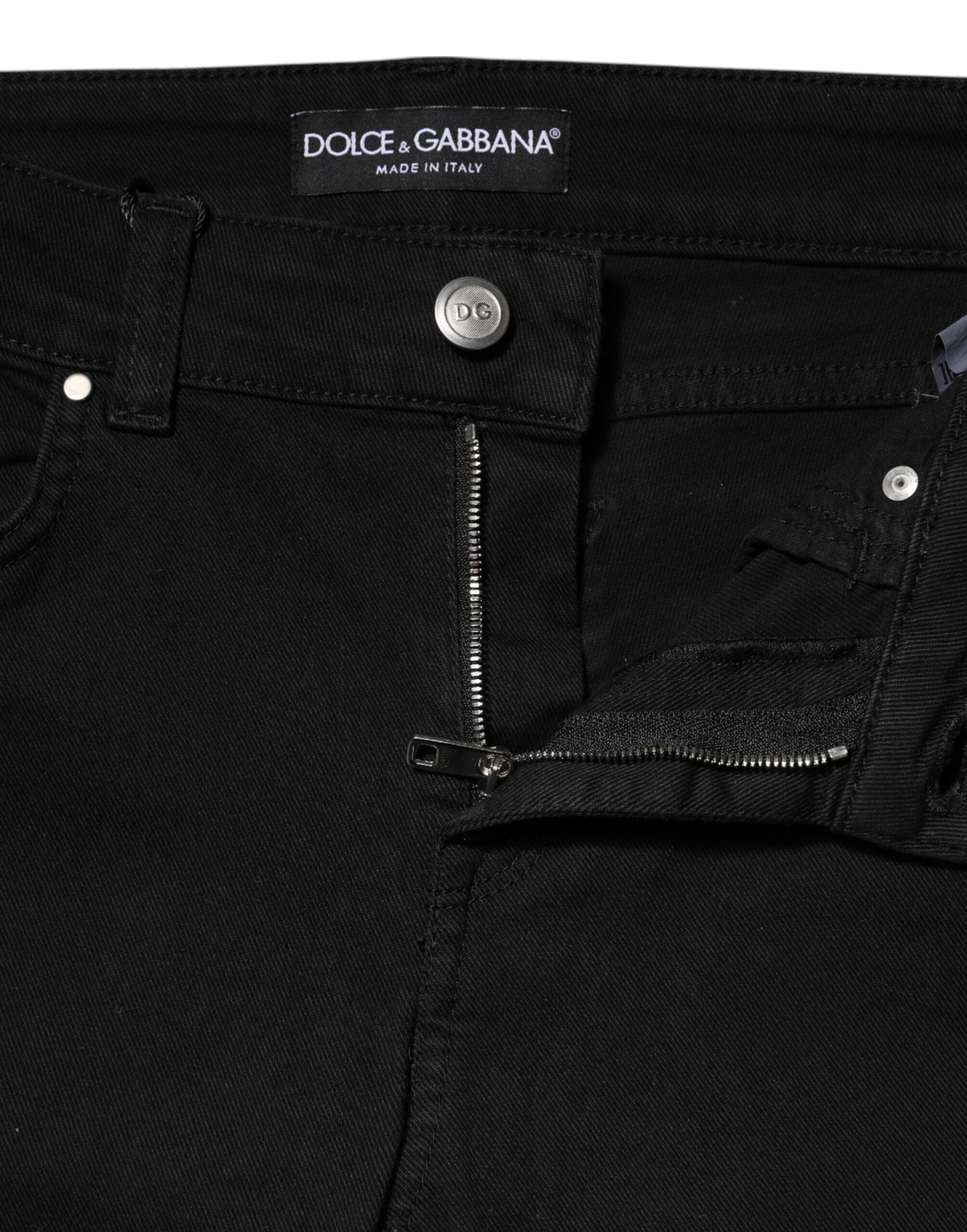 Dolce & Gabbana Schwarze Skinny Denim-Jeans aus Baumwolle mit mittlerer Taille-4