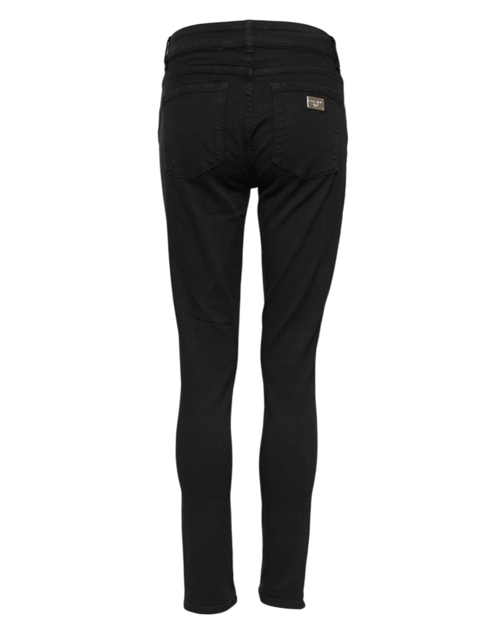Dolce & Gabbana Schwarze Skinny Denim-Jeans aus Baumwolle mit mittlerer Taille-3