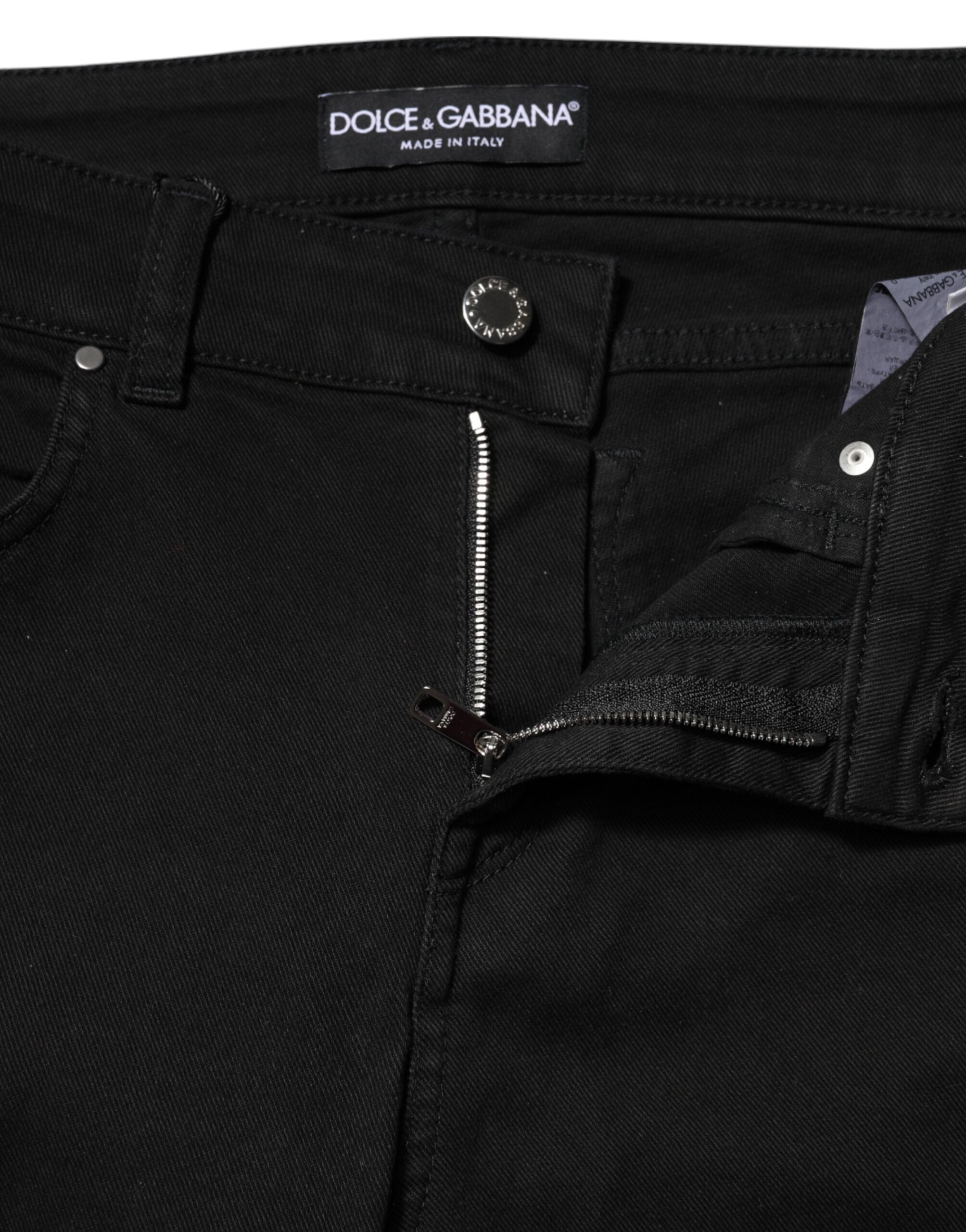 Dolce & Gabbana Schwarze Skinny Denim-Jeans aus Baumwolle mit mittlerer Taille-4