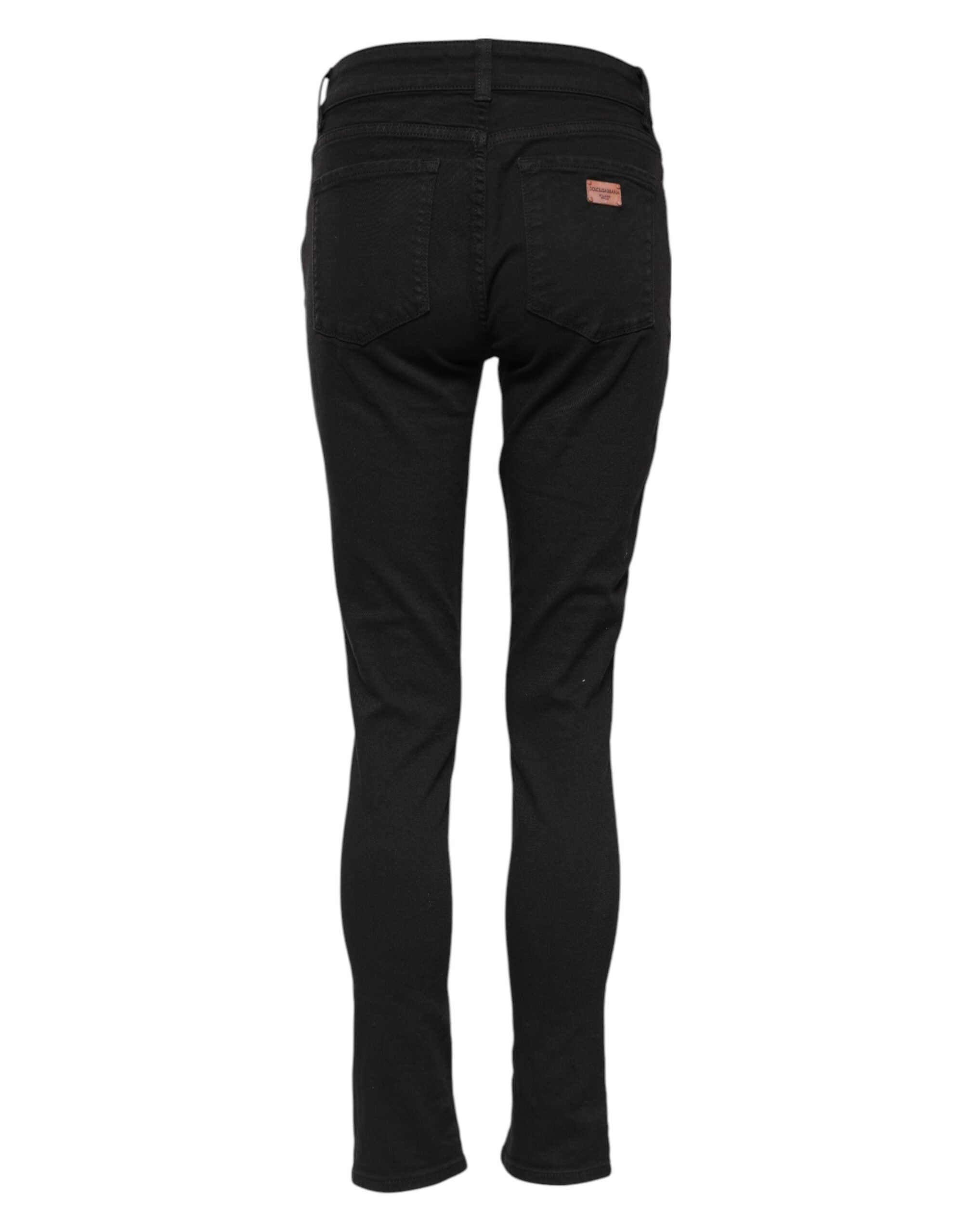 Dolce & Gabbana Schwarze Skinny Denim-Jeans aus Baumwolle mit mittlerer Taille-3