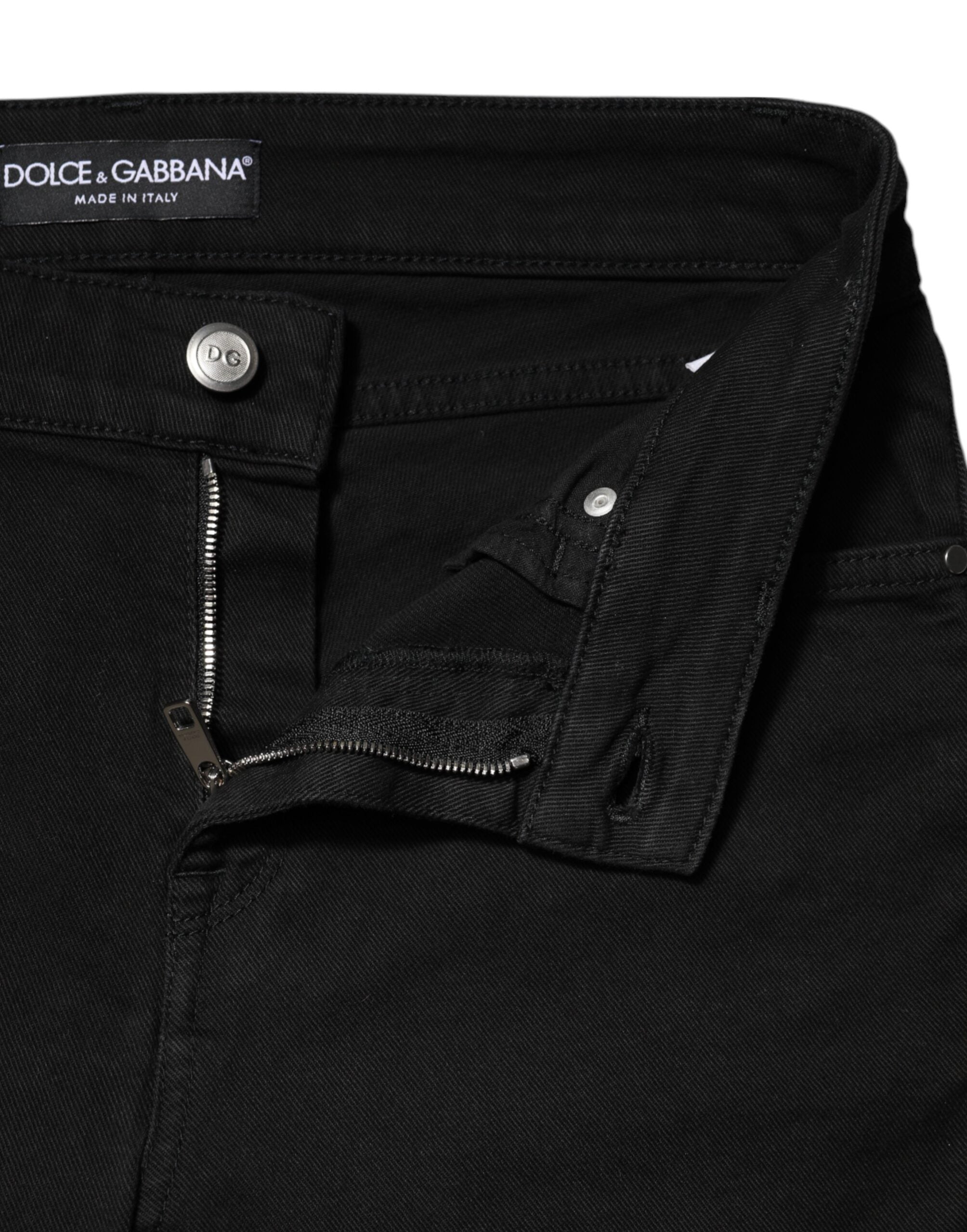 Dolce & Gabbana Schwarze Skinny Denim-Jeans aus Baumwolle mit mittlerer Taille-4