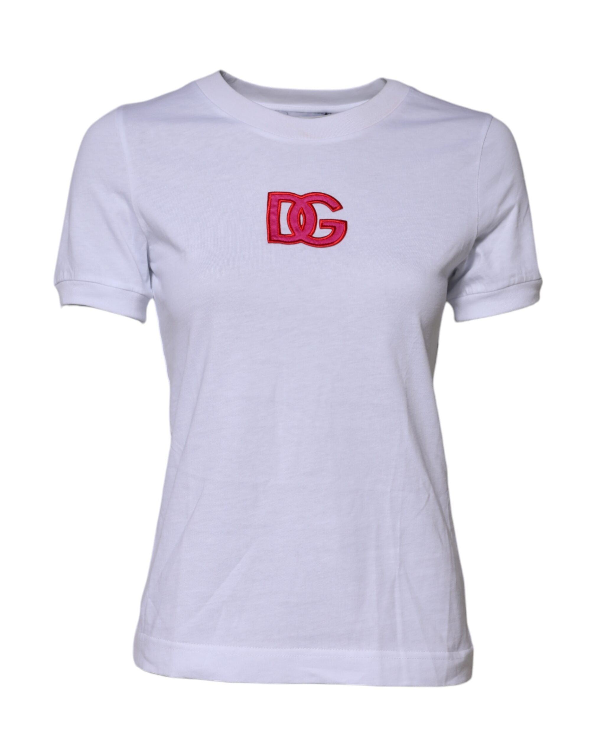 Dolce & Gabbana White Cotton T-Shirt with DG Logo Embroidery 