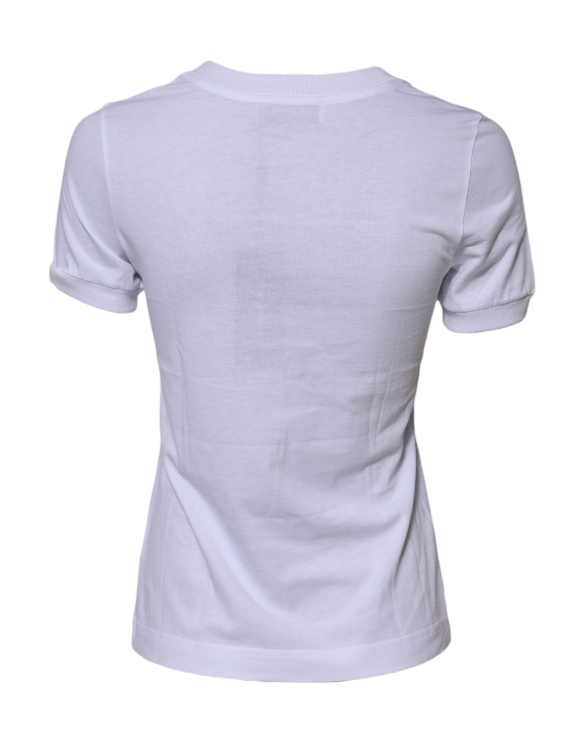 Dolce & Gabbana White Cotton T-Shirt with DG Logo Embroidery -3