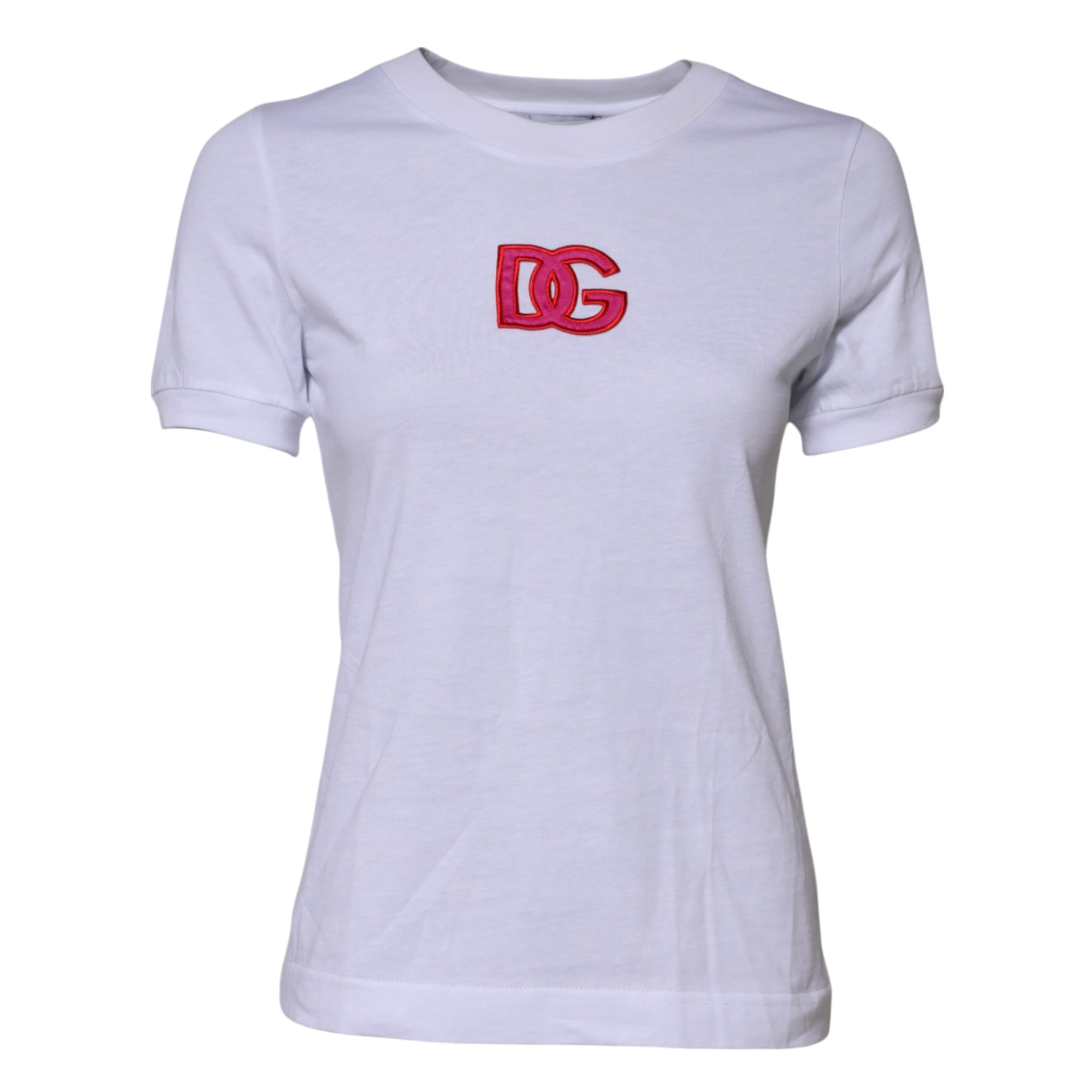 Dolce & Gabbana White Cotton T-Shirt with DG Logo Embroidery -5
