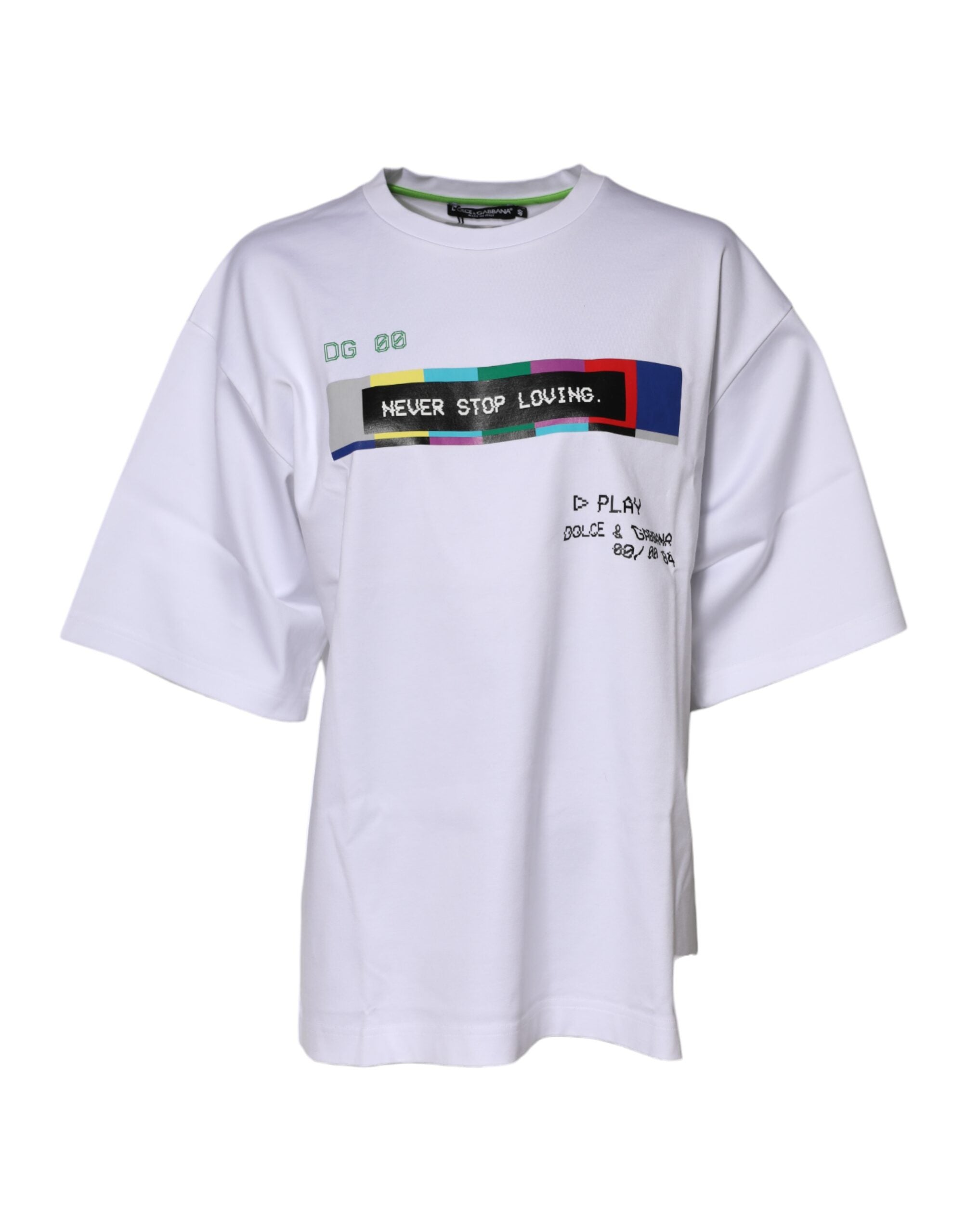 Camiseta de algodón de manga corta con estampado blanco de Dolce & Gabbana -2
