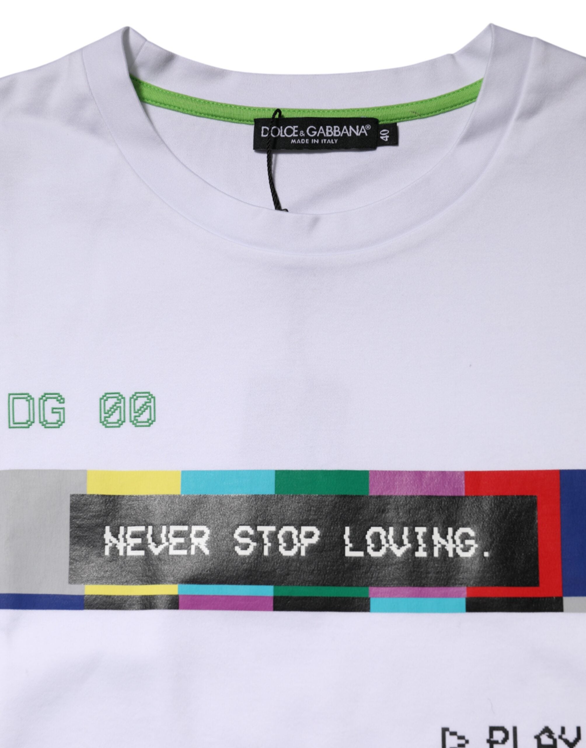 Camiseta de algodón de manga corta con estampado blanco de Dolce & Gabbana -4