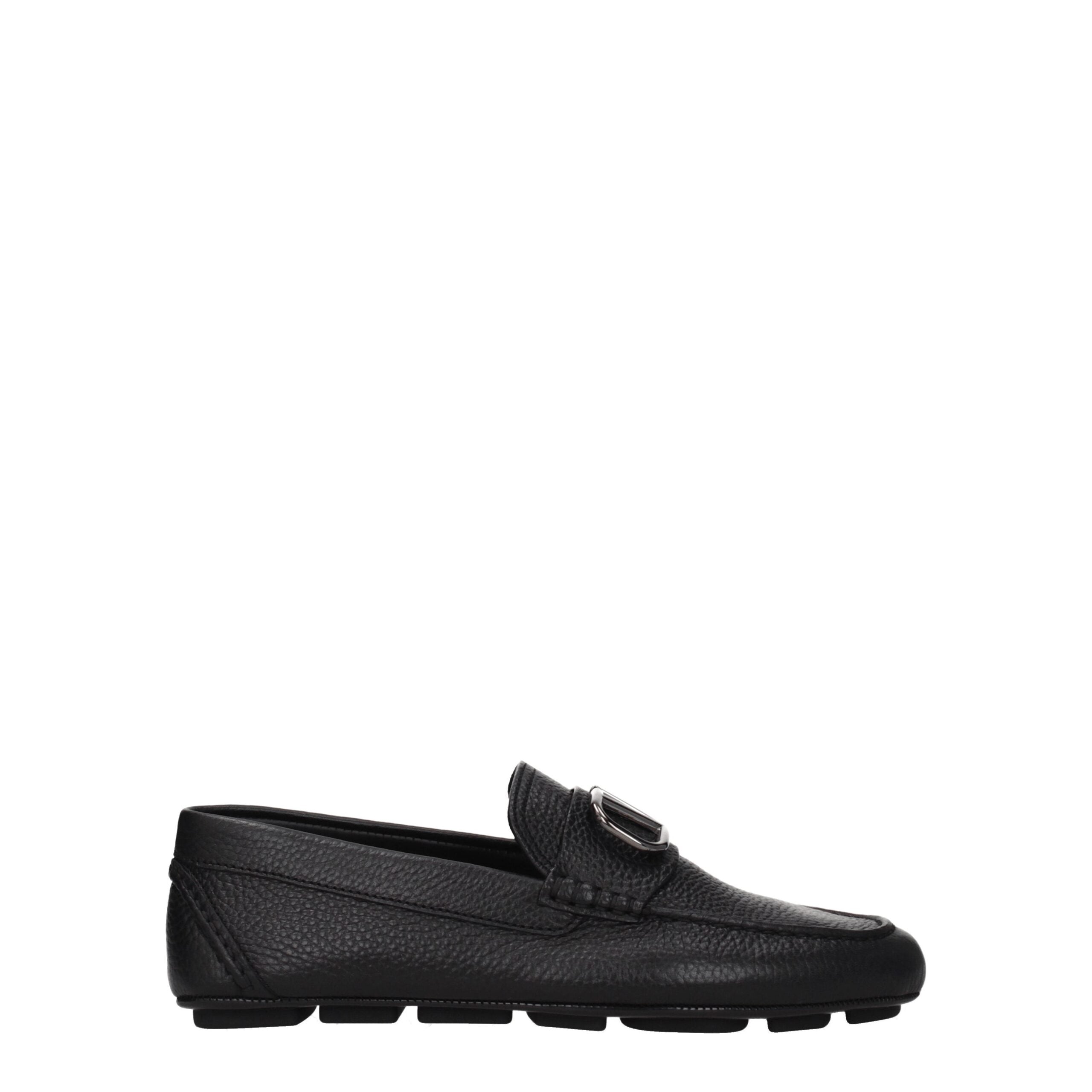 Valentino Garavani Schwarze Leder Slipper-1