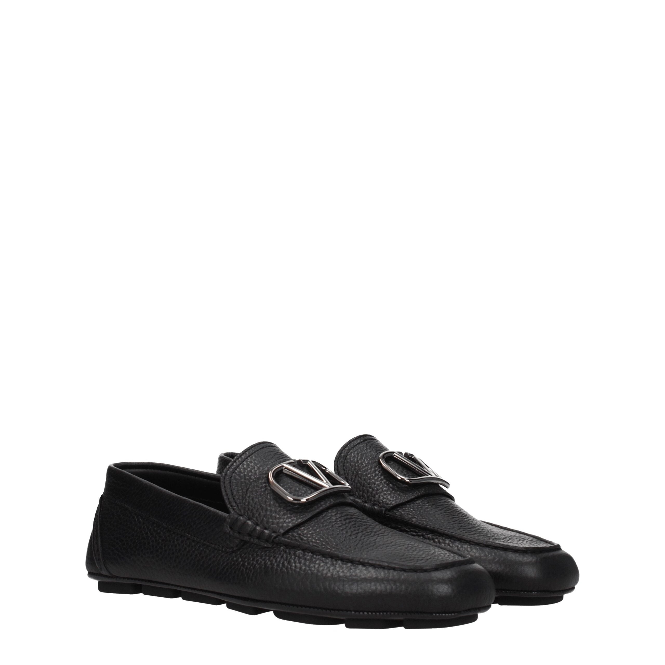 Valentino Garavani Schwarze Leder Slipper-2