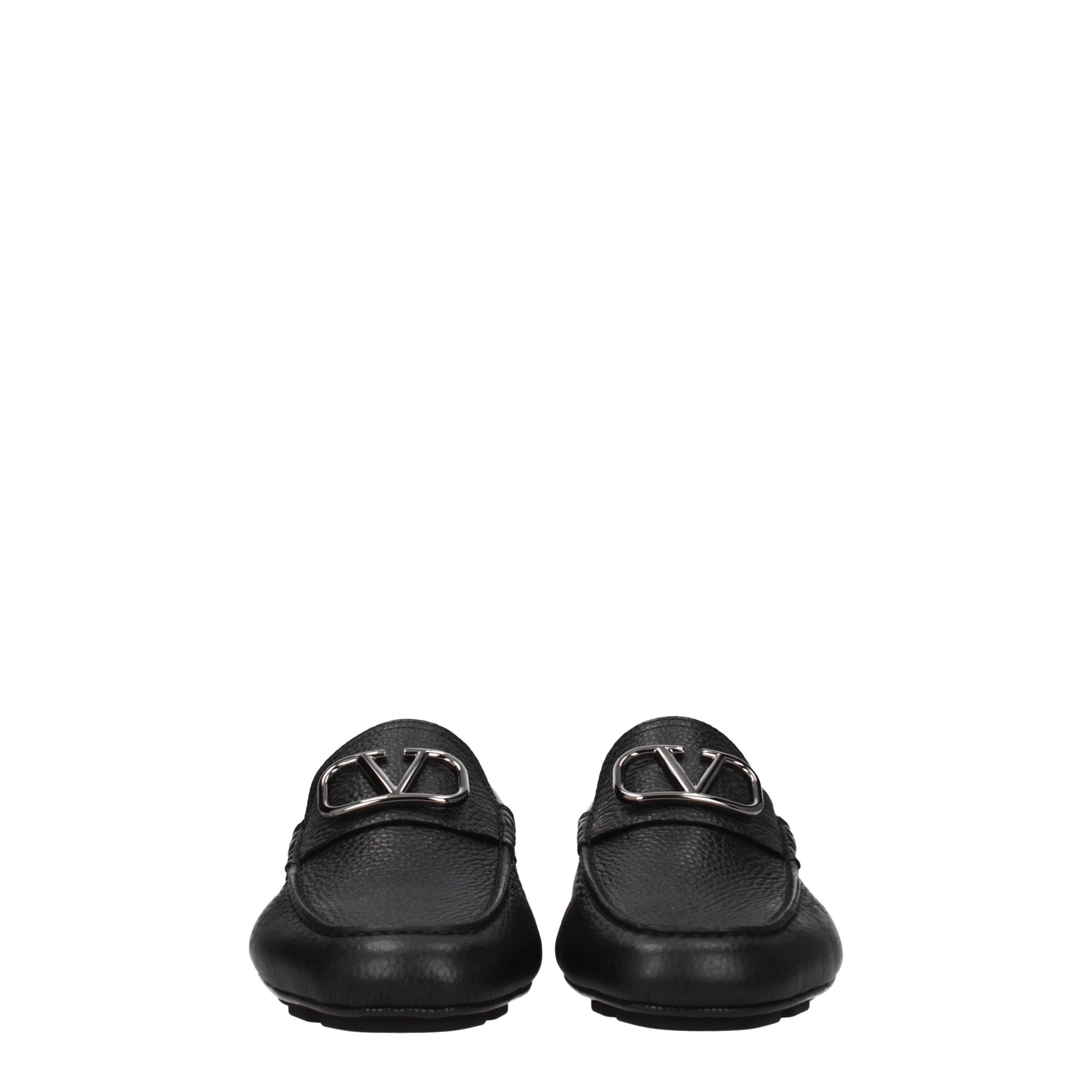 Valentino Garavani Schwarze Leder Slipper-3