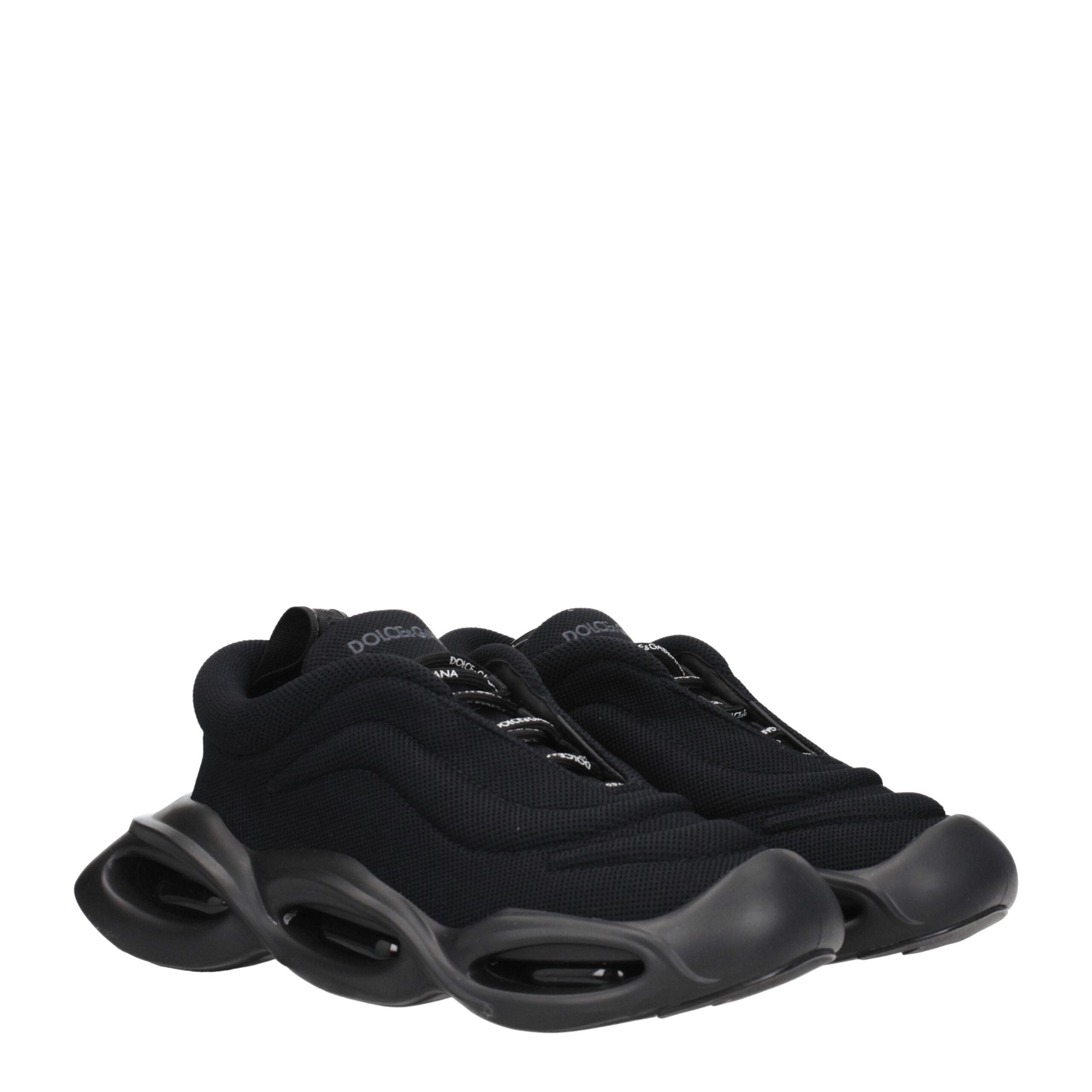 Dolce & Gabbana Schwarzer Stoff Chunky Sneakers-2
