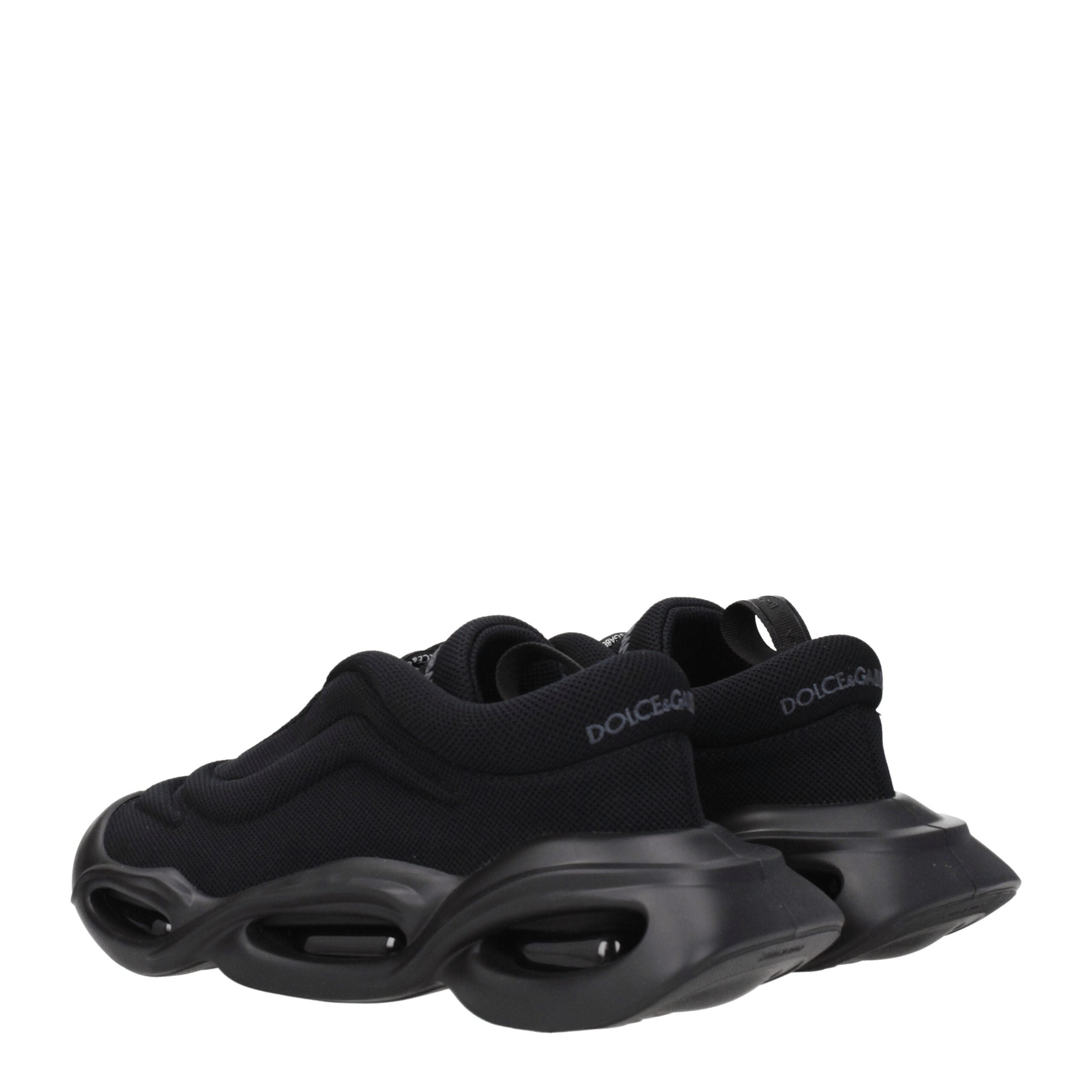 Dolce & Gabbana Schwarzer Stoff Chunky Sneakers-4