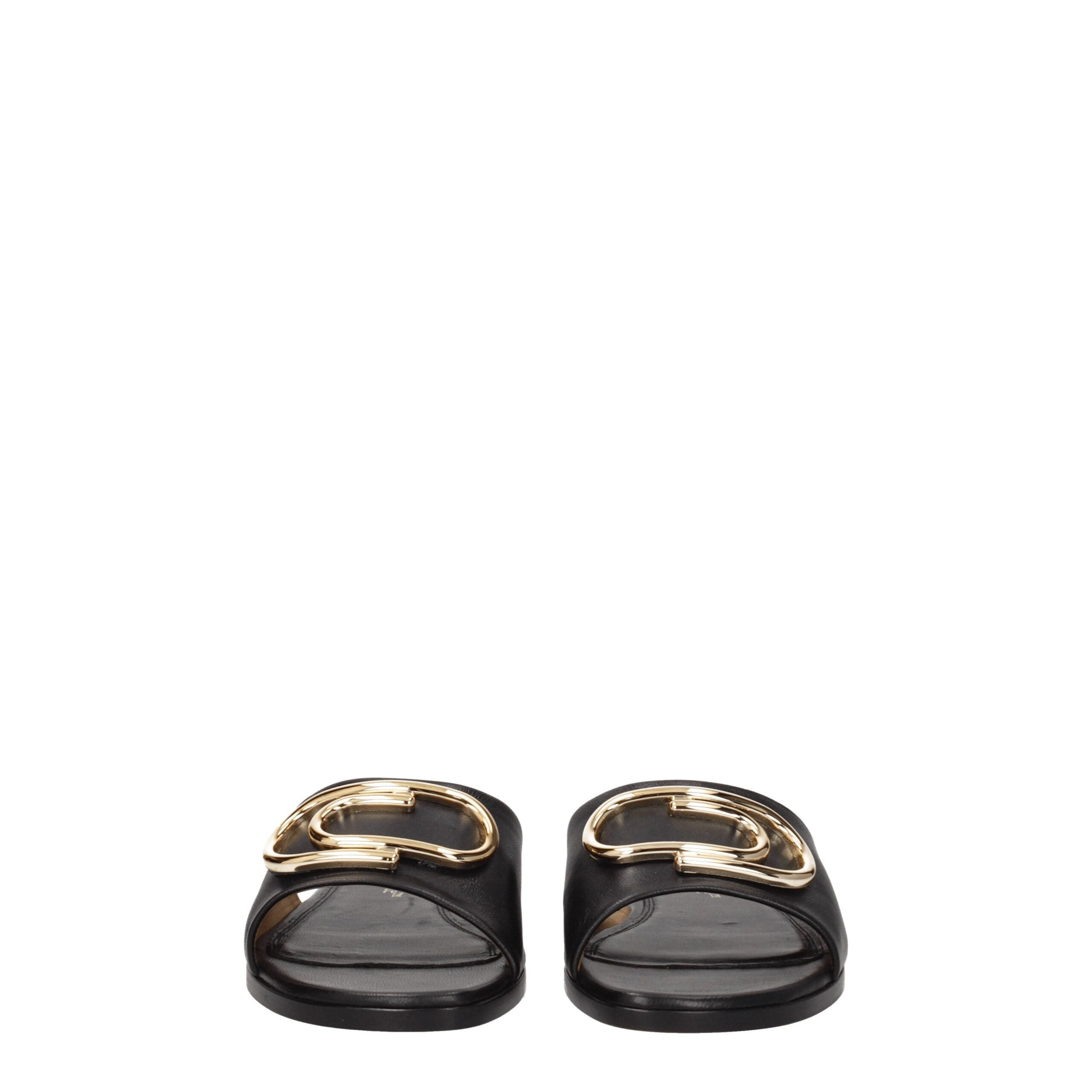 Off-White Elegant Leather Slippers in Black-3