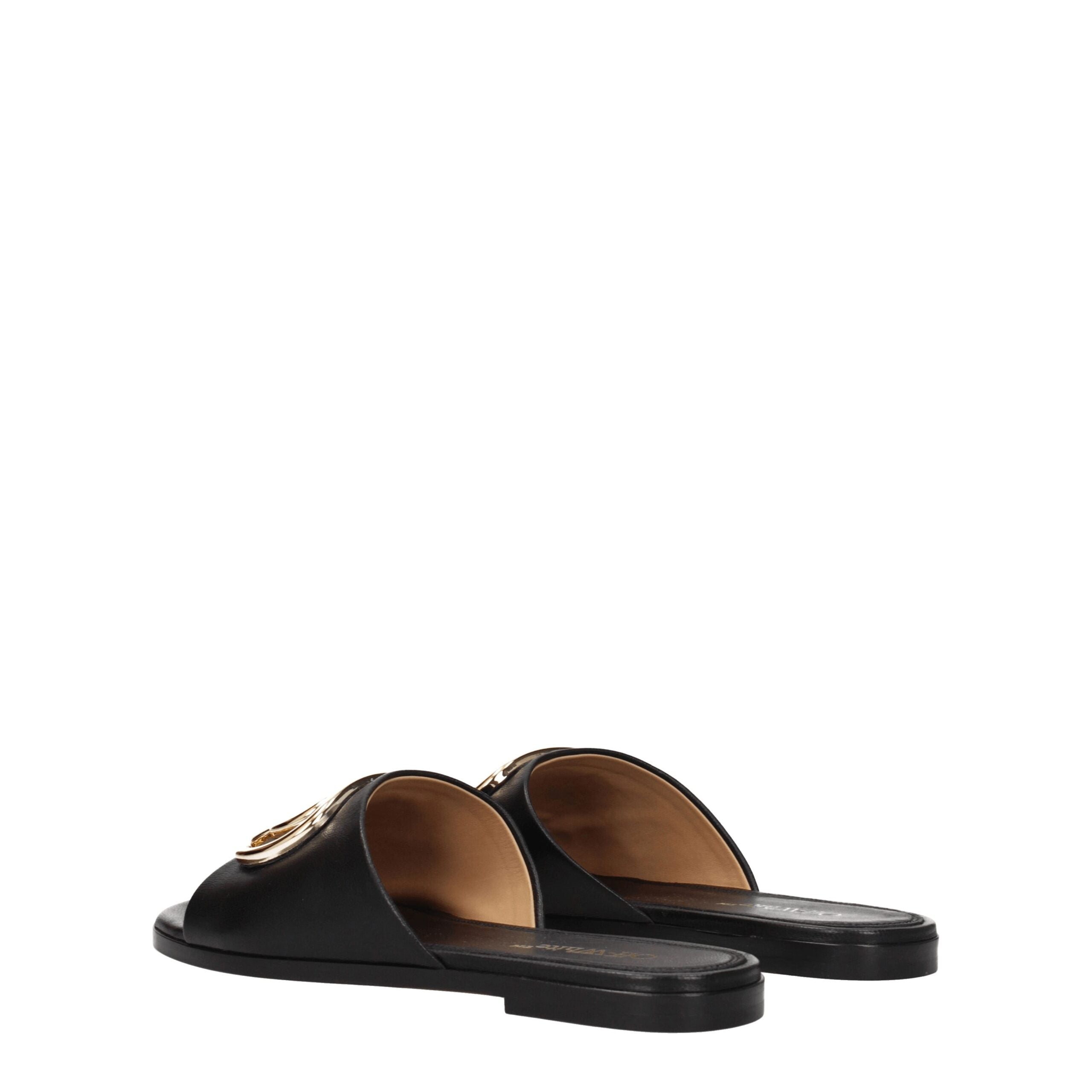Off-White Elegant Leather Slippers in Black-4