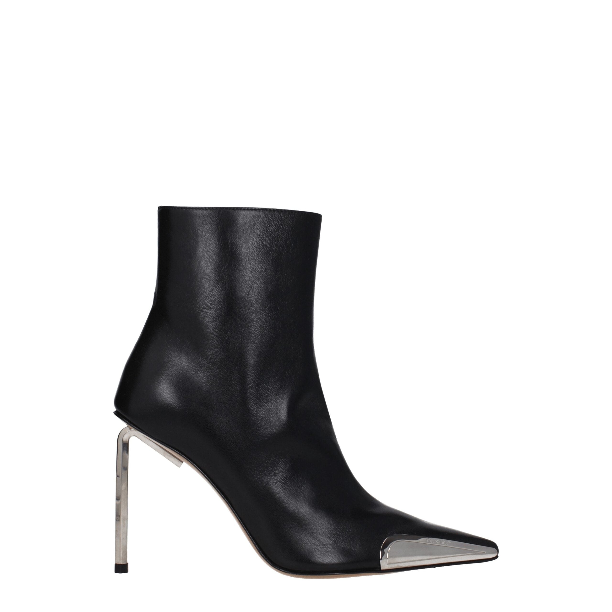 Off-White Black Leather Ankle Boots-1