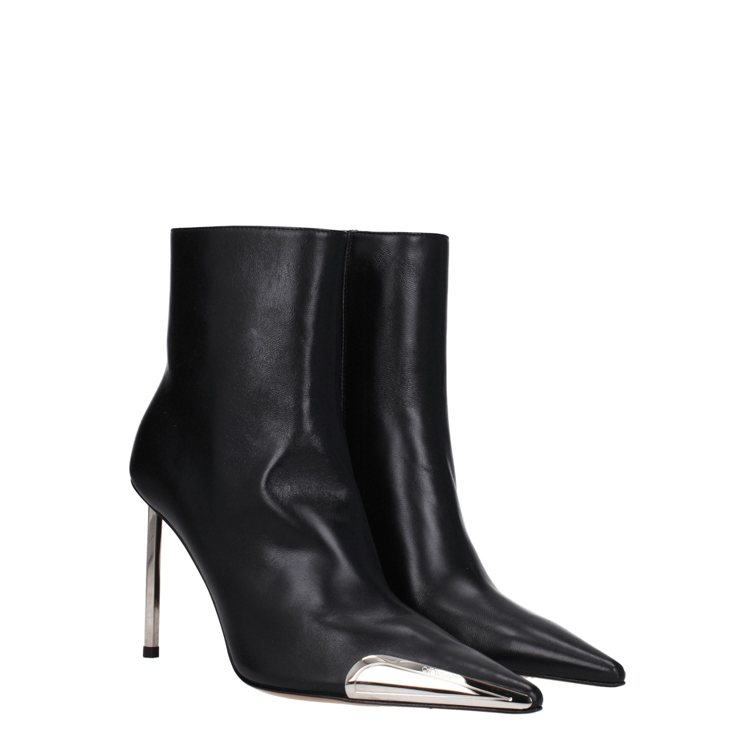 Off-White Black Leather Ankle Boots-2