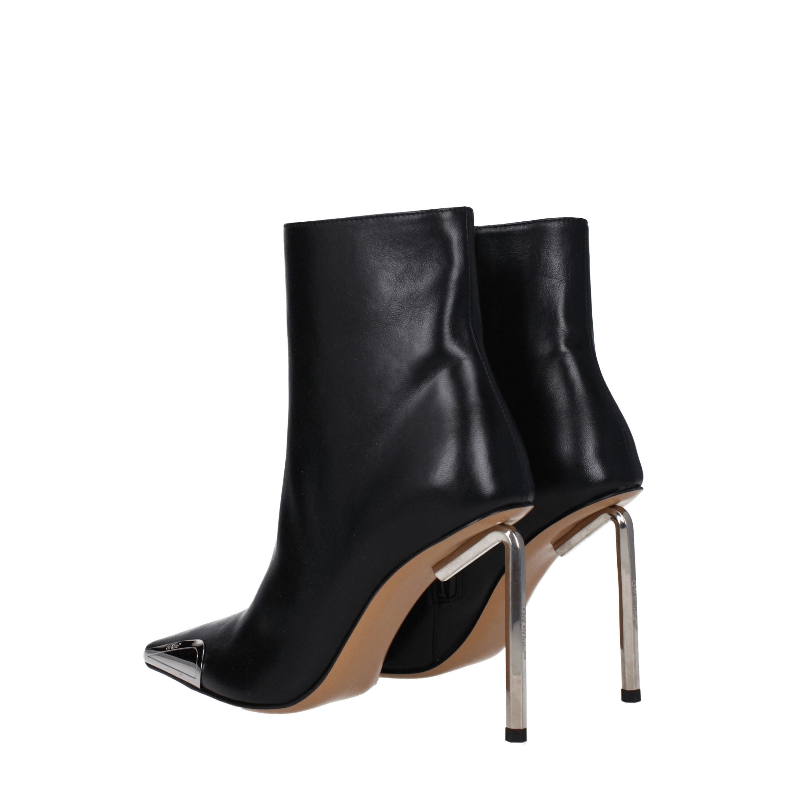 Off-White Black Leather Ankle Boots-4