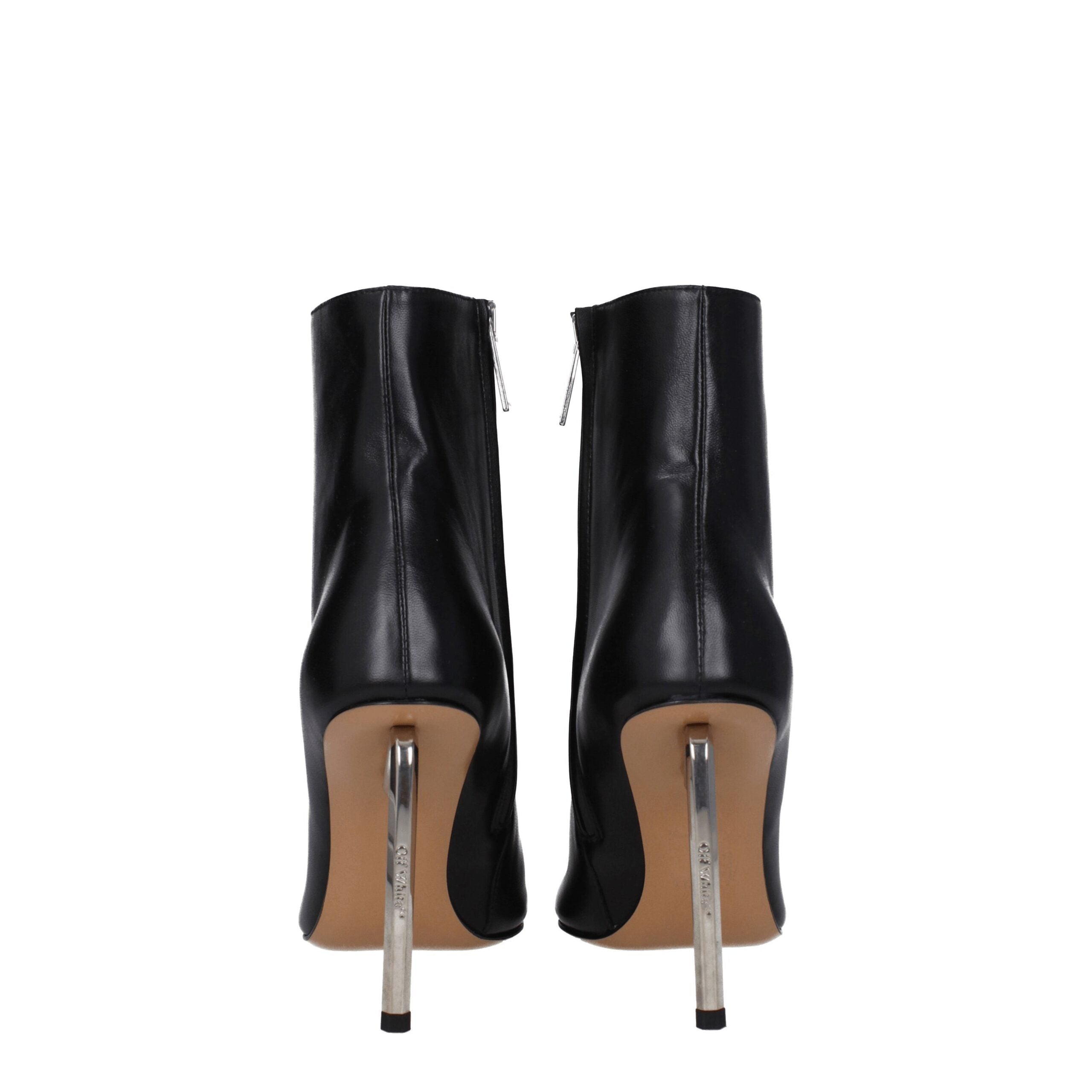 Off-White Black Leather Ankle Boots-5