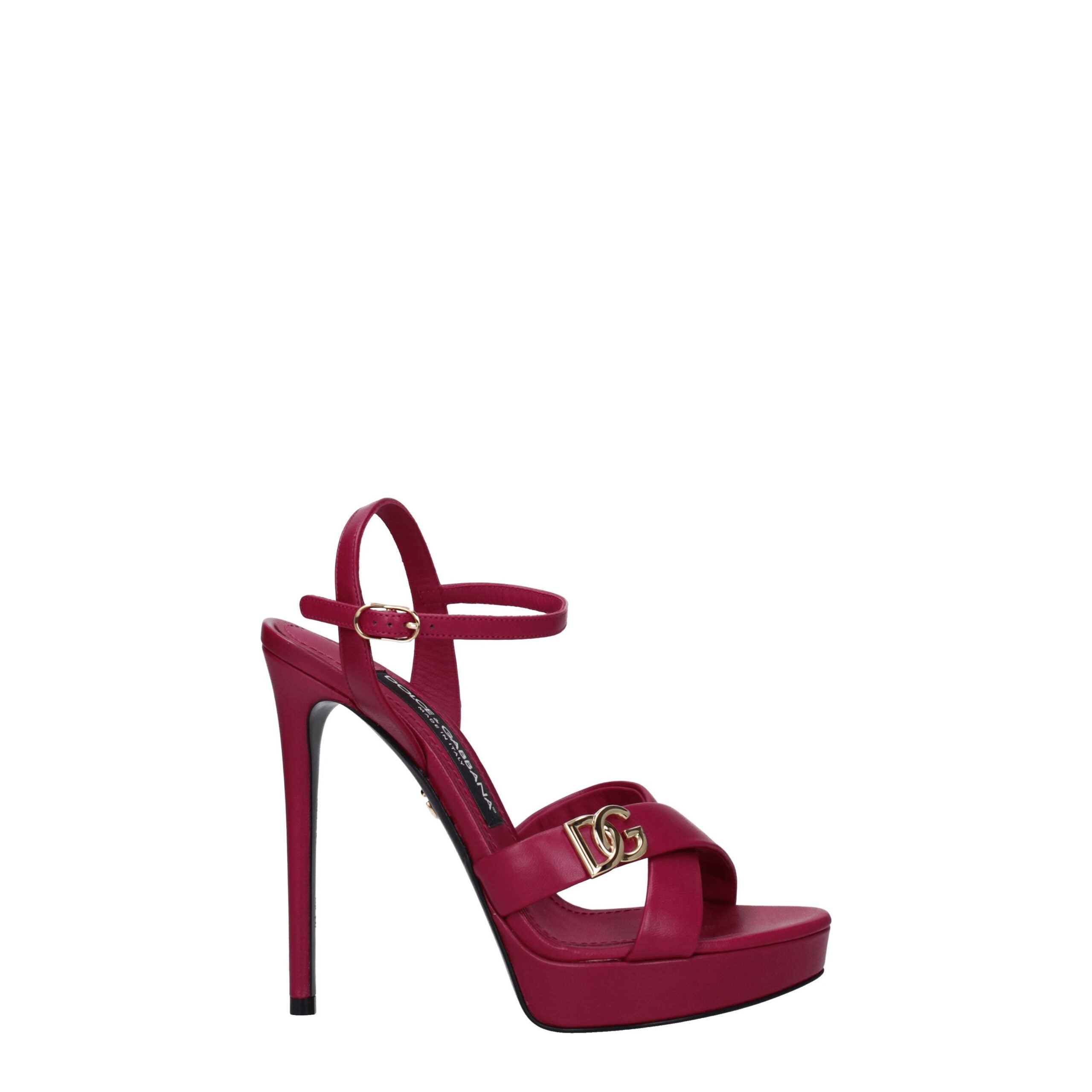 Dolce & Gabbana pink leather platform sandals-1