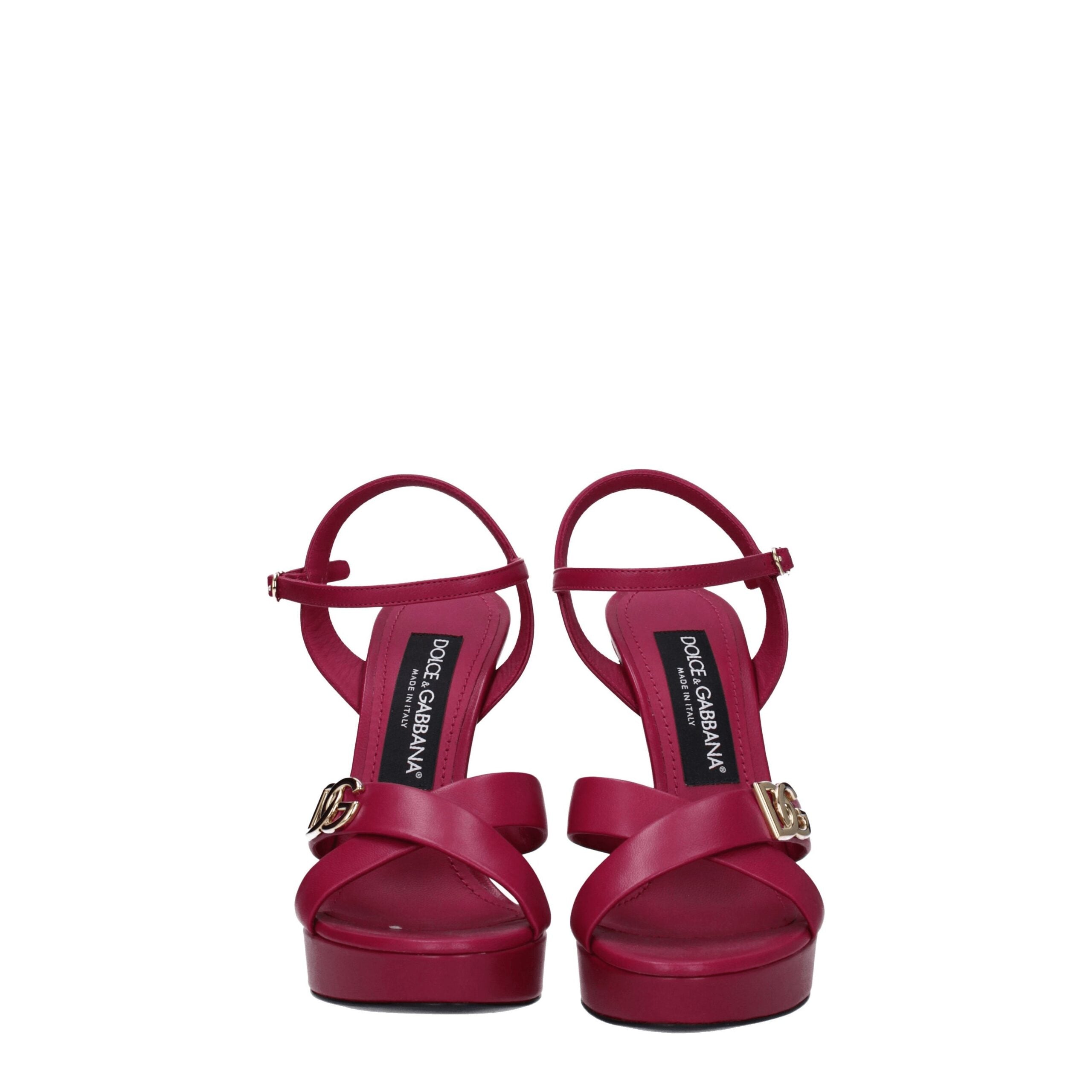 Dolce & Gabbana pink leather platform sandals-3