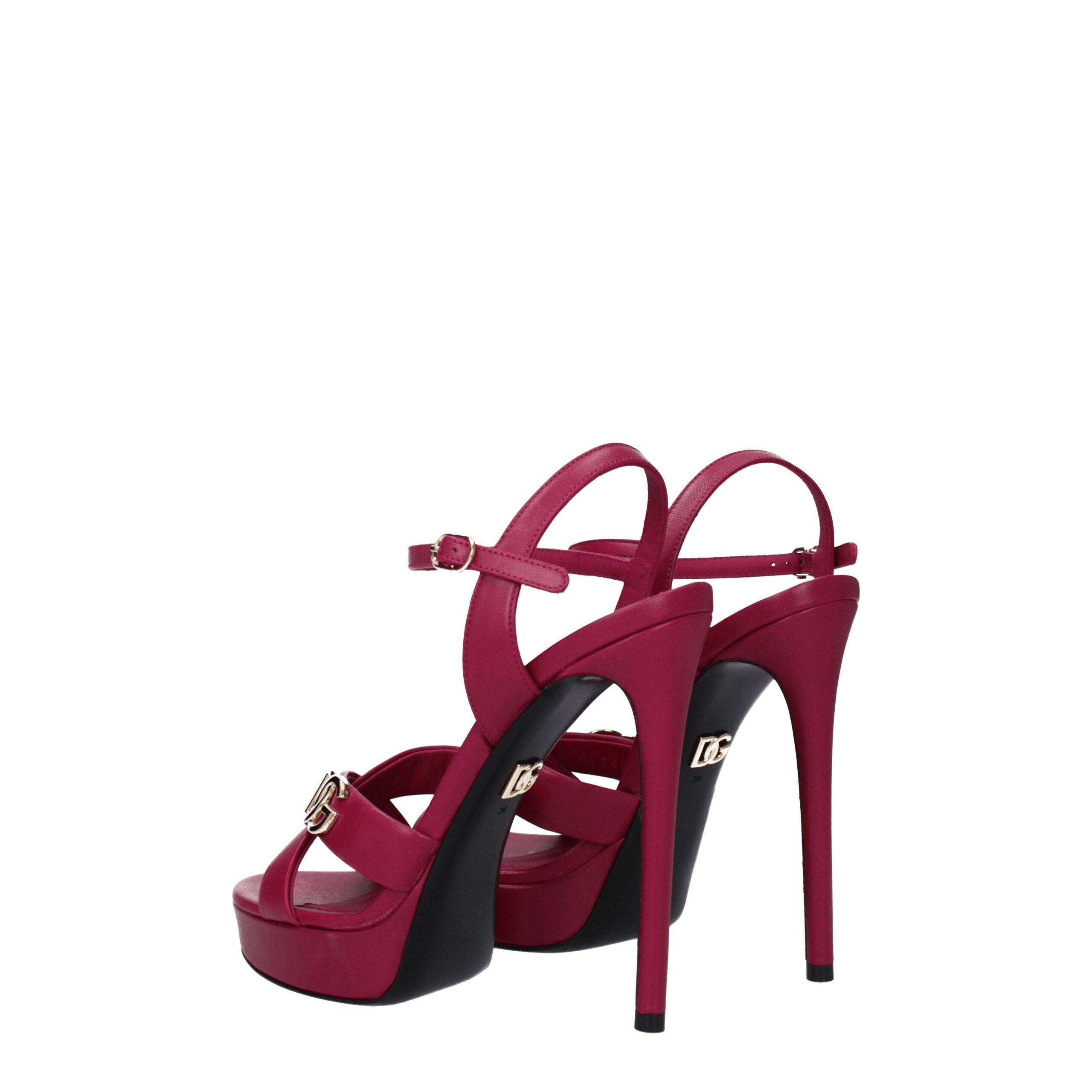 Dolce & Gabbana pink leather platform sandals-4