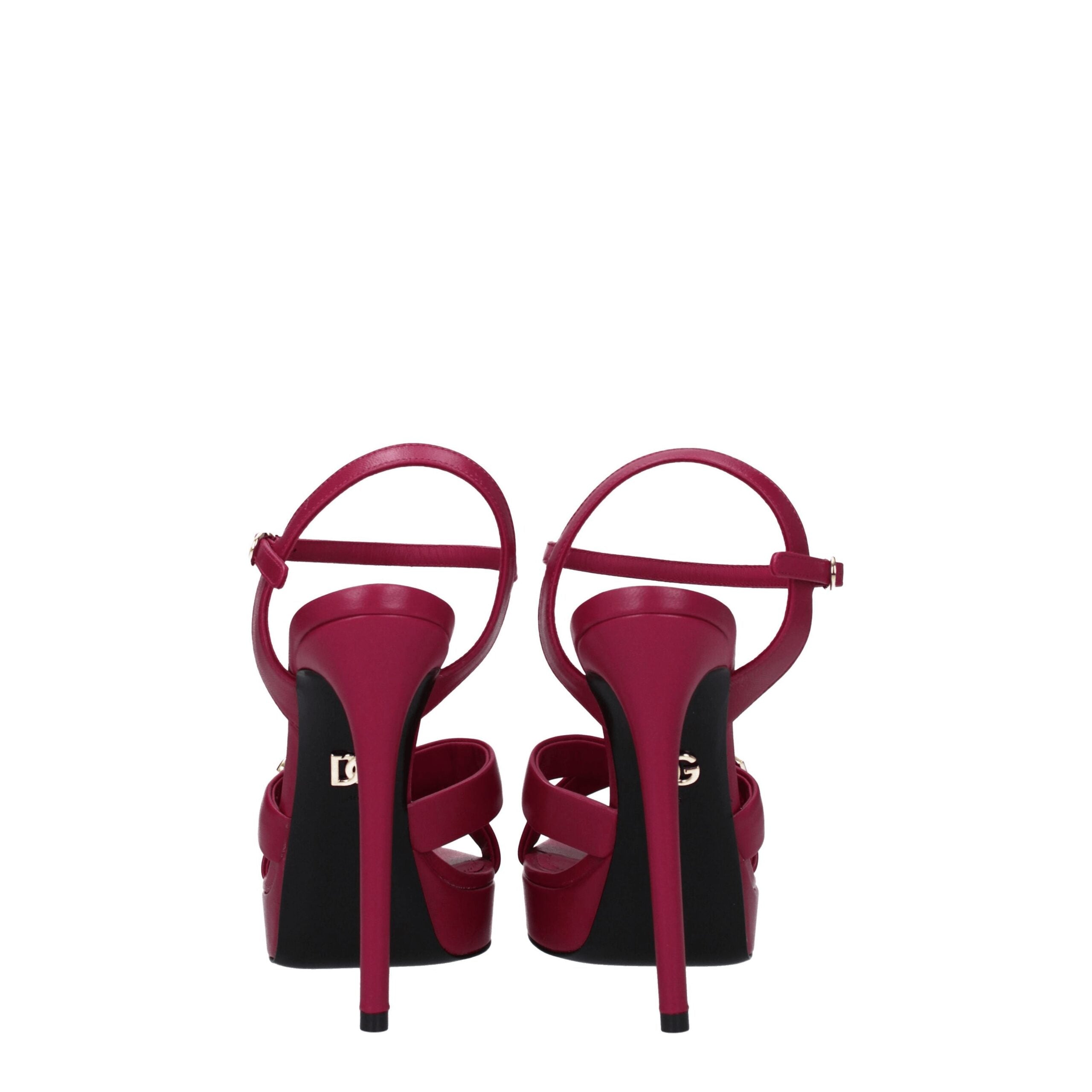 Dolce & Gabbana pink leather platform sandals-5
