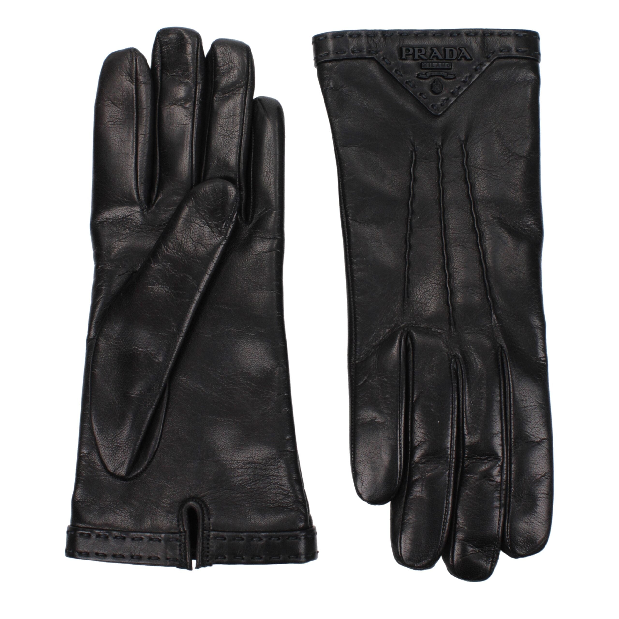 Prada Schwarze Lederhandschuhe-1