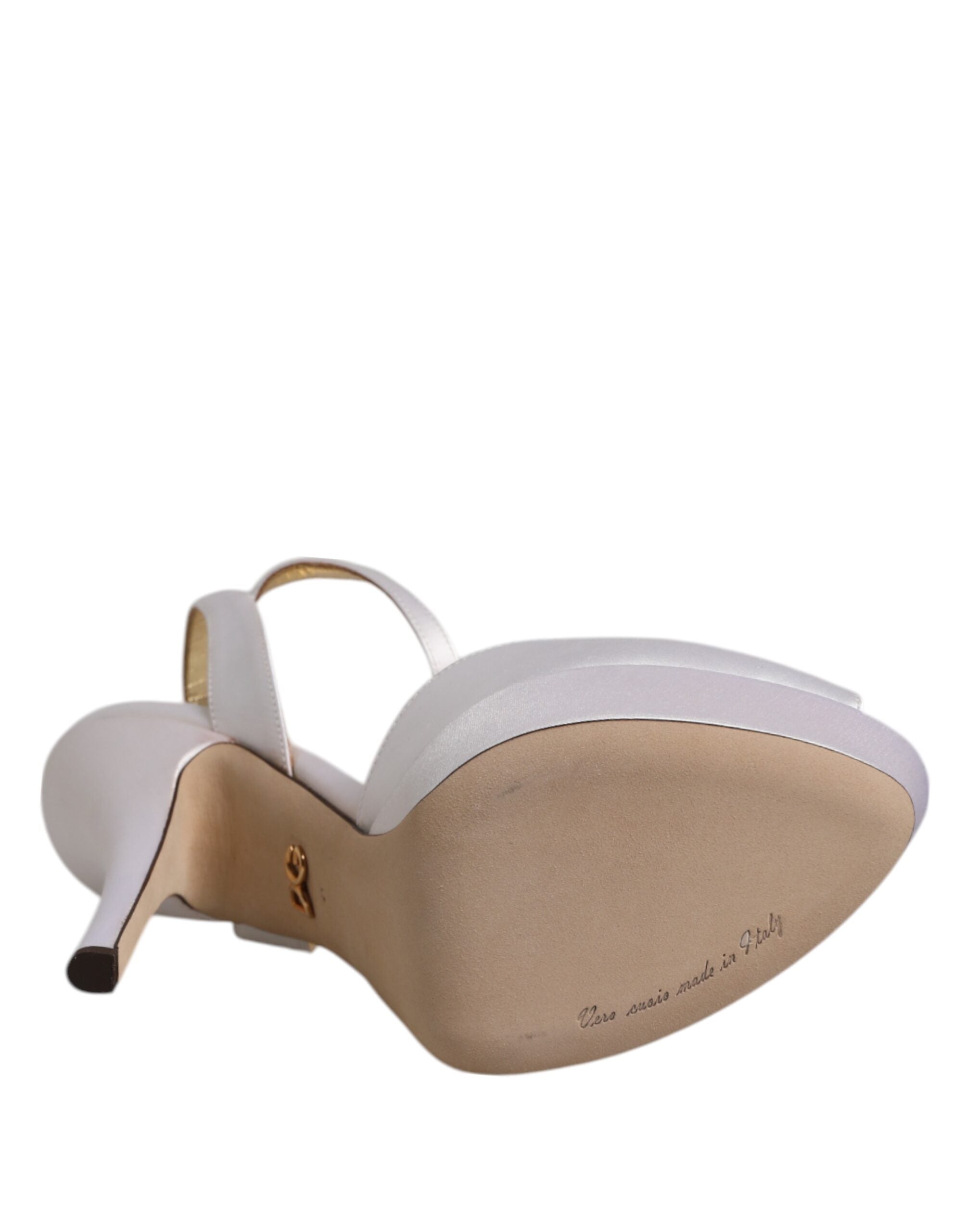 Dolce & Gabbana Weiß Satin Plateau Heels Sandalen Schuhe-8
