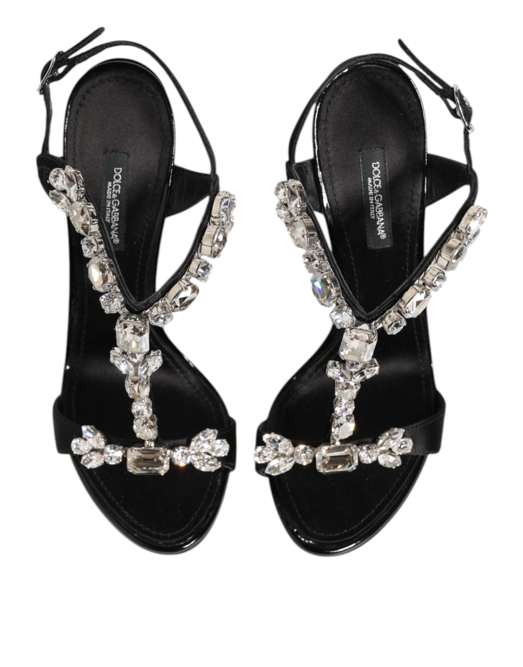 Dolce & Gabbana Black Keira Crystals Heels Sandals Shoes-4