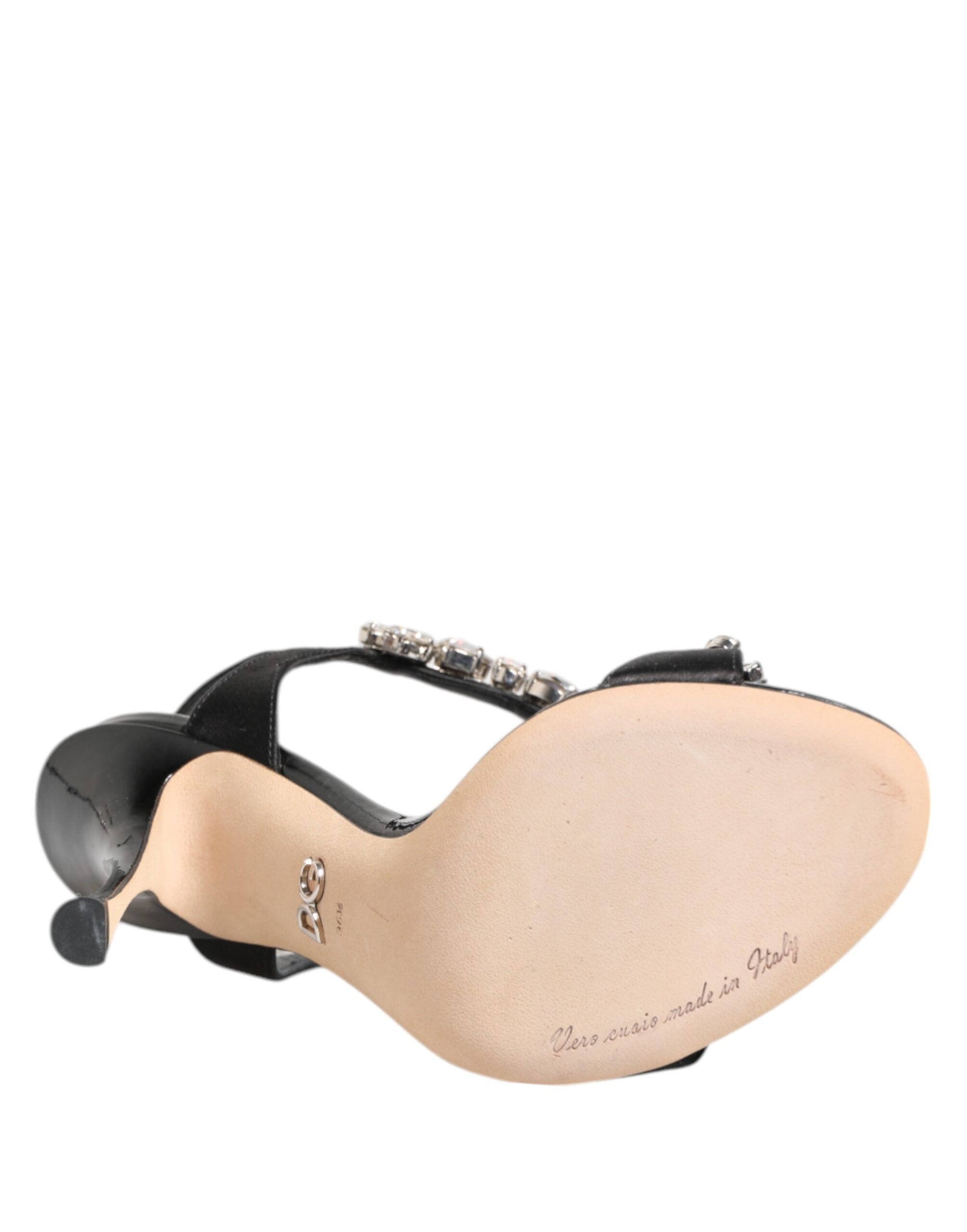 Dolce & Gabbana Black Keira Crystals Heels Sandals Shoes-8