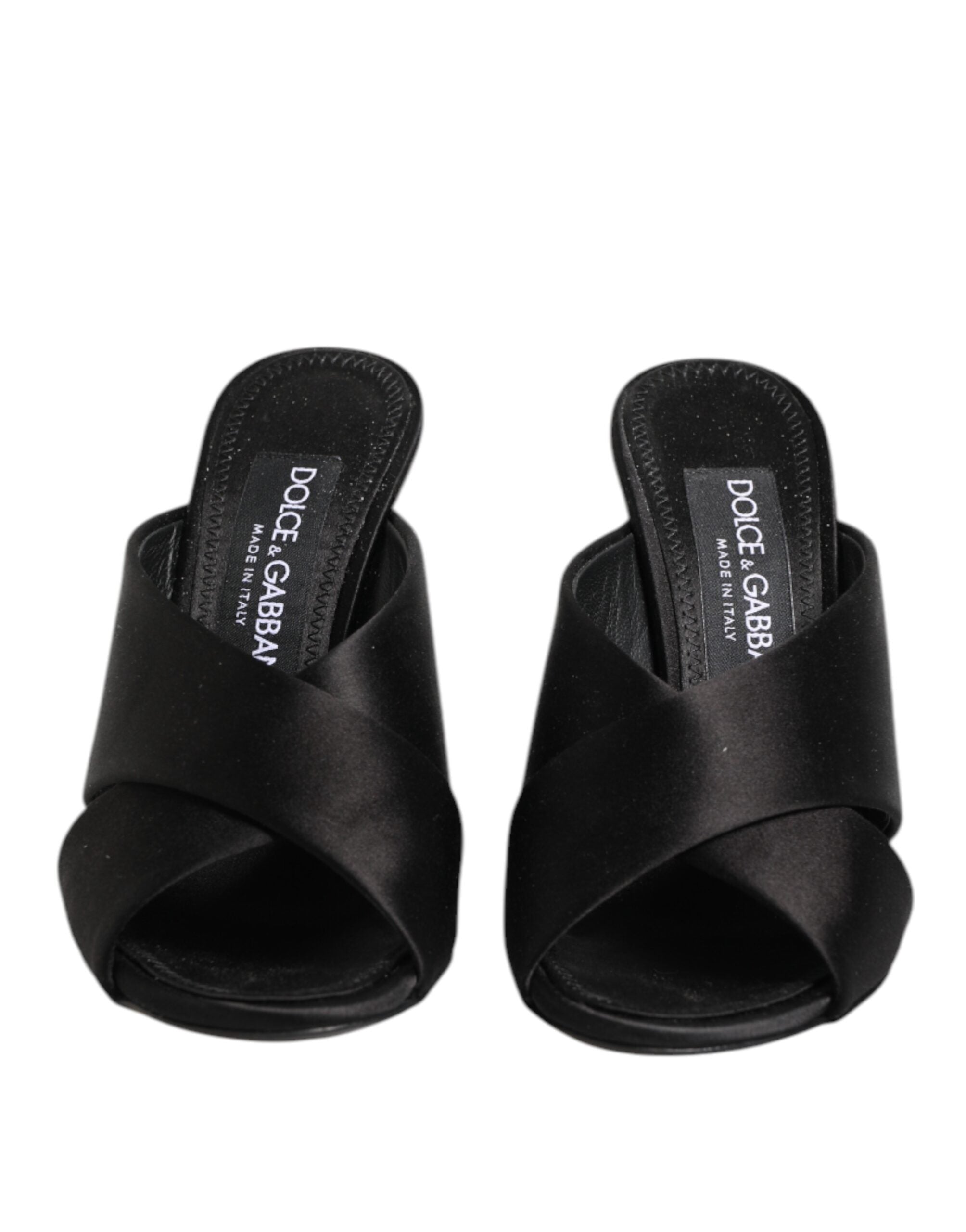 Dolce & Gabbana Black Logo KEIRA Satin Slides Sandals Shoes-3