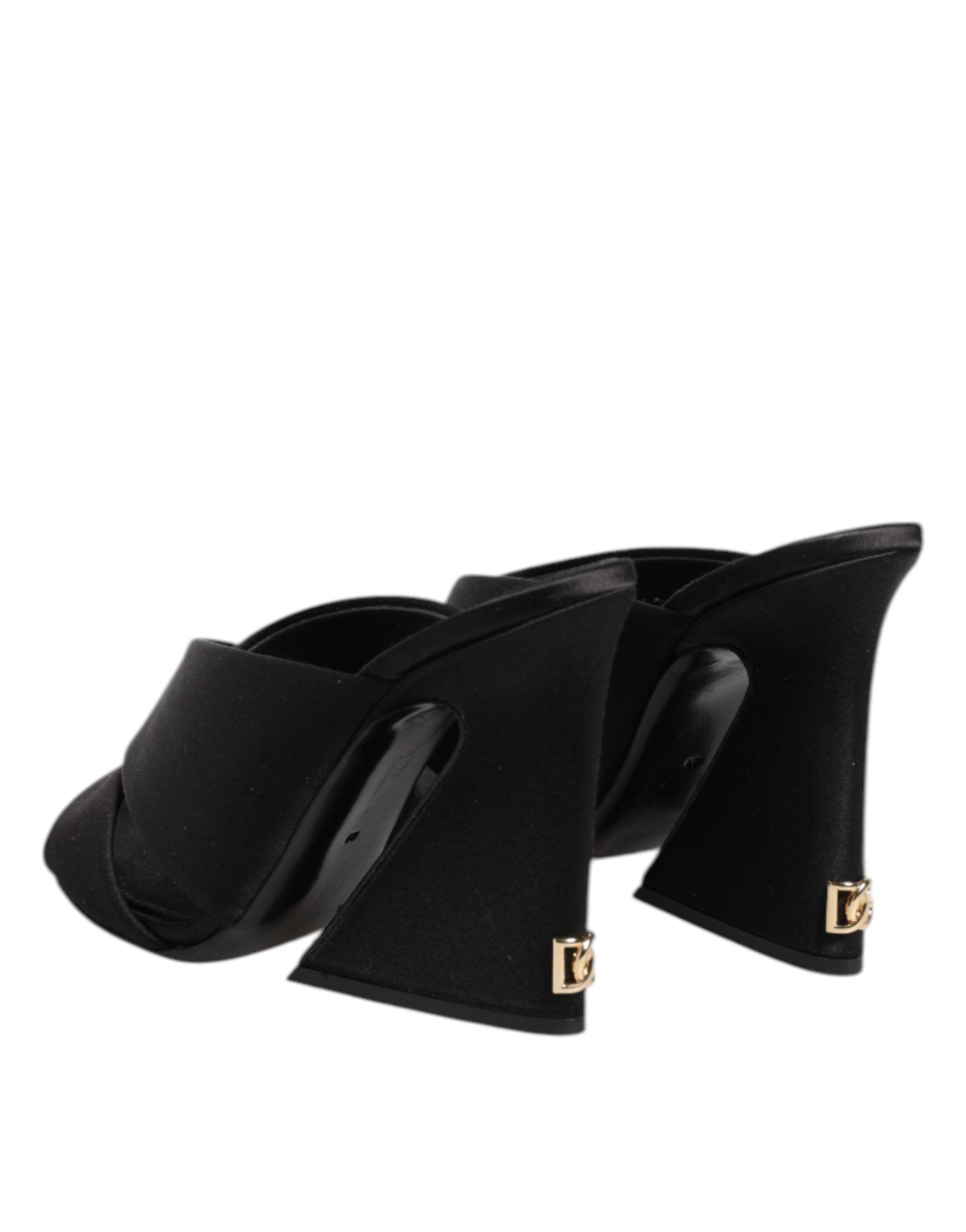 Dolce & Gabbana Black Logo KEIRA Satin Slides Sandals Shoes-6