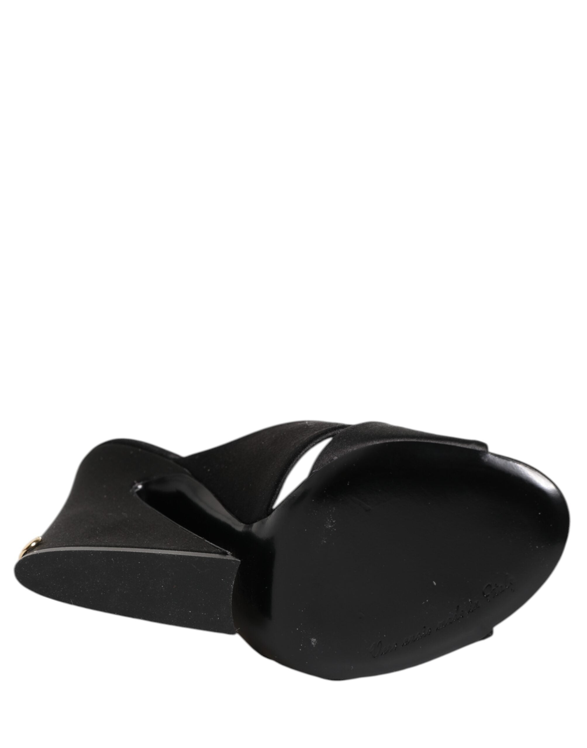 Dolce & Gabbana Black Logo KEIRA Satin Slides Sandals Shoes-8