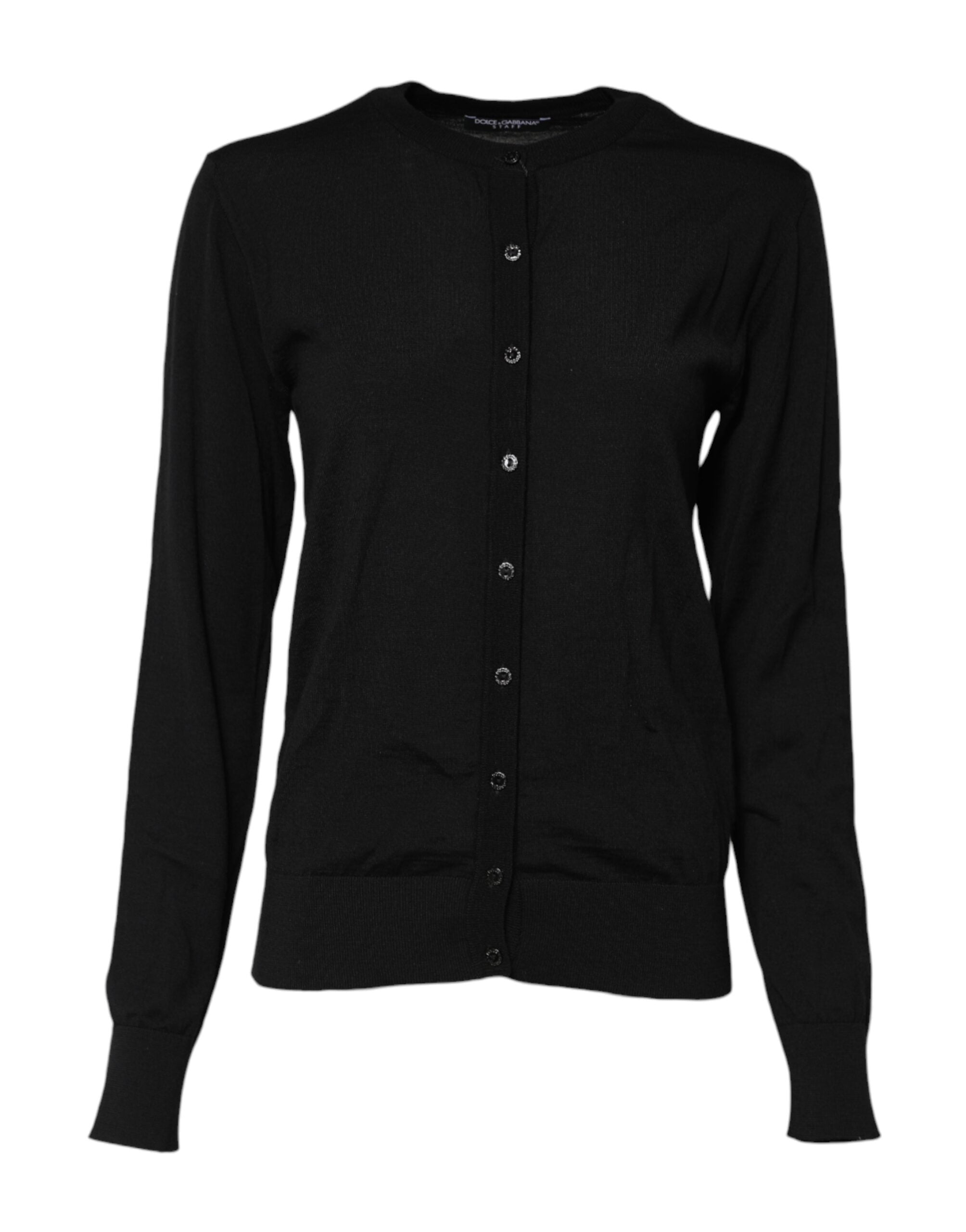 Dolce & Gabbana Schwarzer Strickpullover mit Rundhalsausschnitt aus Wolle-2