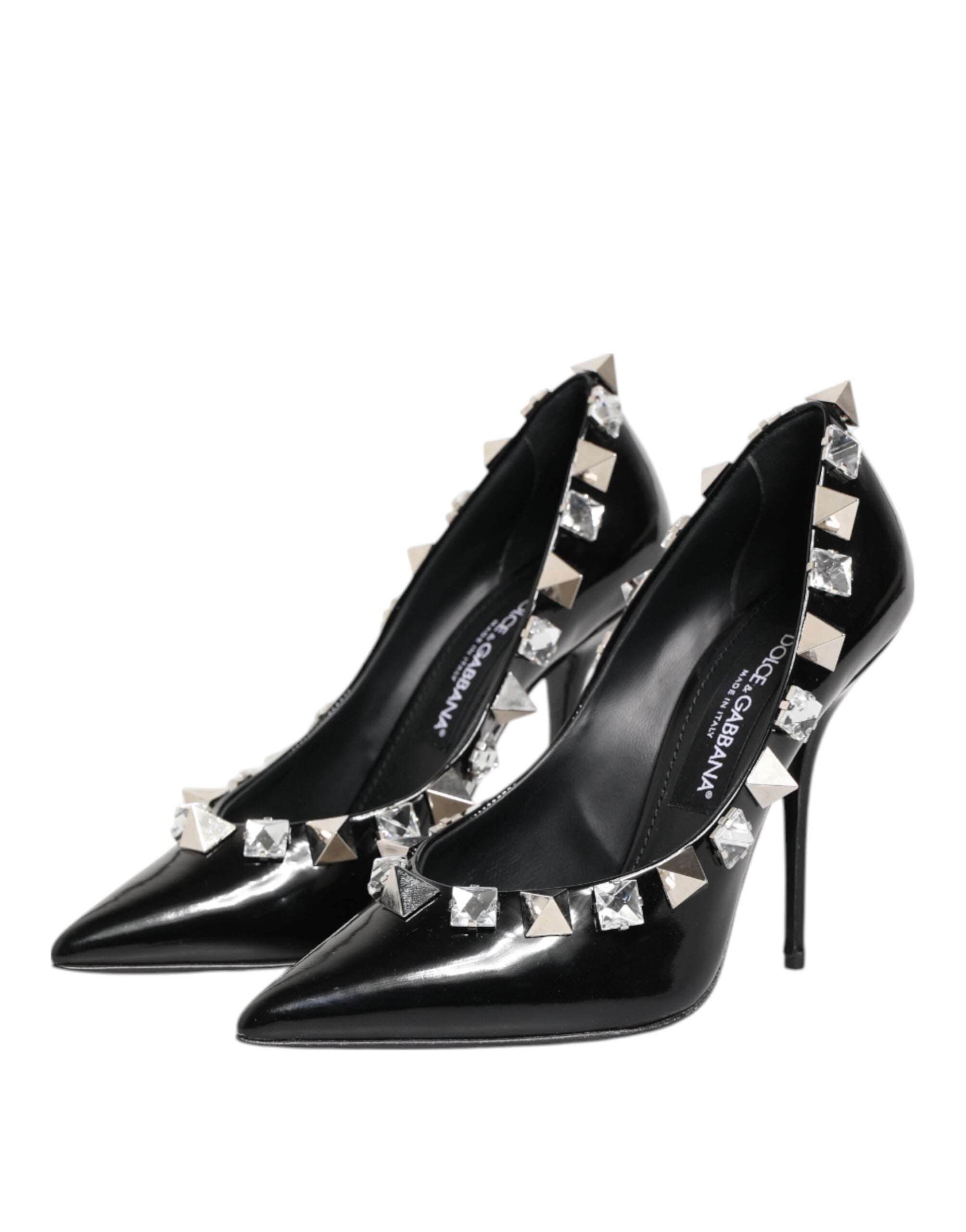 Dolce & Gabbana Schwarz Kristalle Nieten Stiletto Pumps Schuhe-5