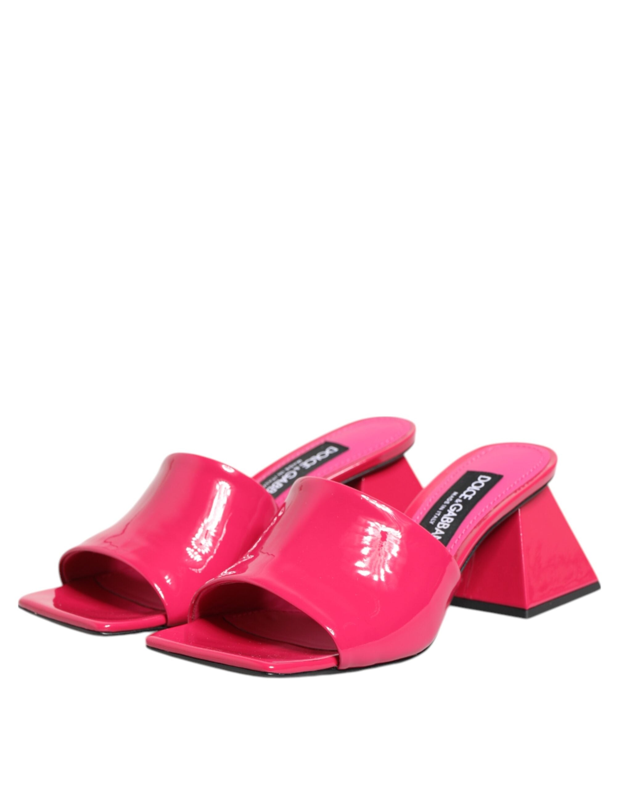 Sandalias tipo mules con tacón de bloque y punta abierta en color rosa de Dolce & Gabbana-5