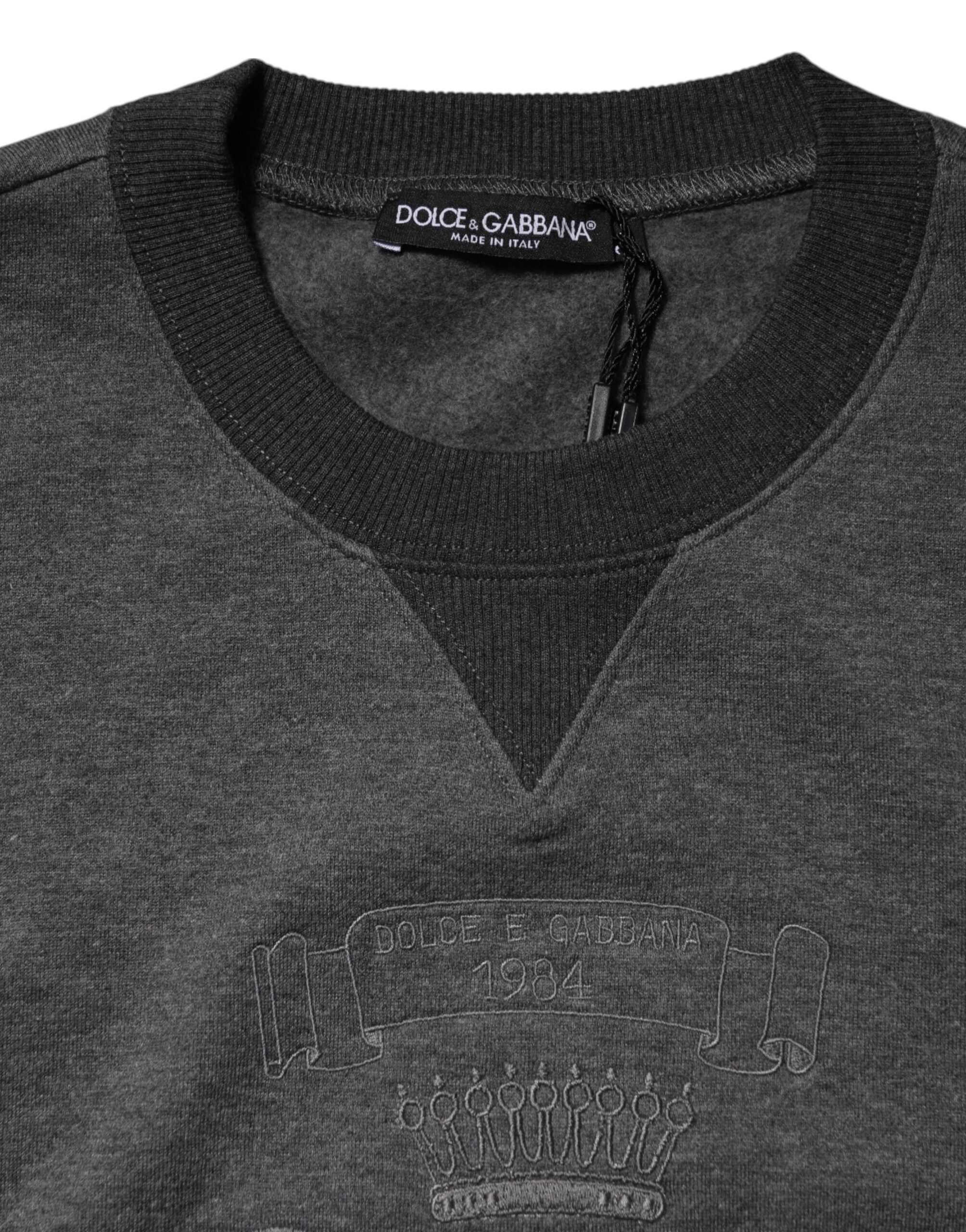 Dolce & Gabbana Grauer DG Logo-Pullover mit Stickerei-4
