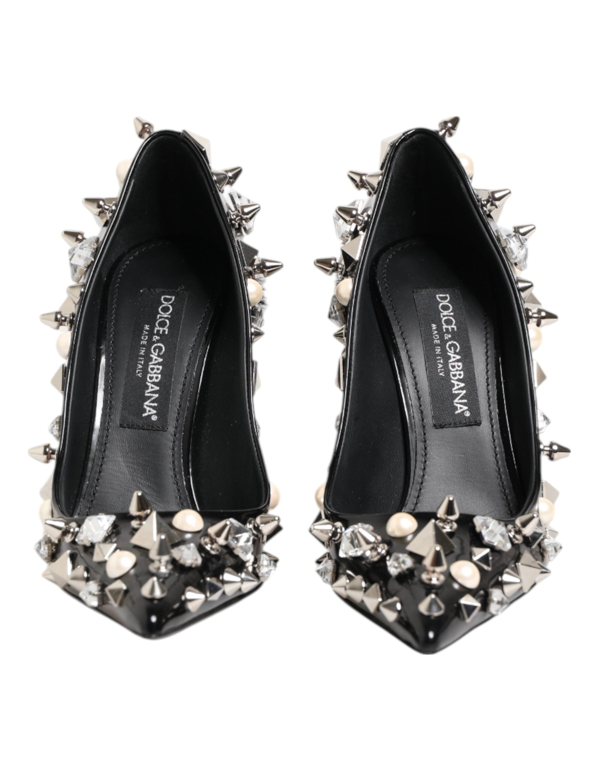 Zapatos de tacón de aguja con tachuelas de cristal negros de Dolce & Gabbana-3