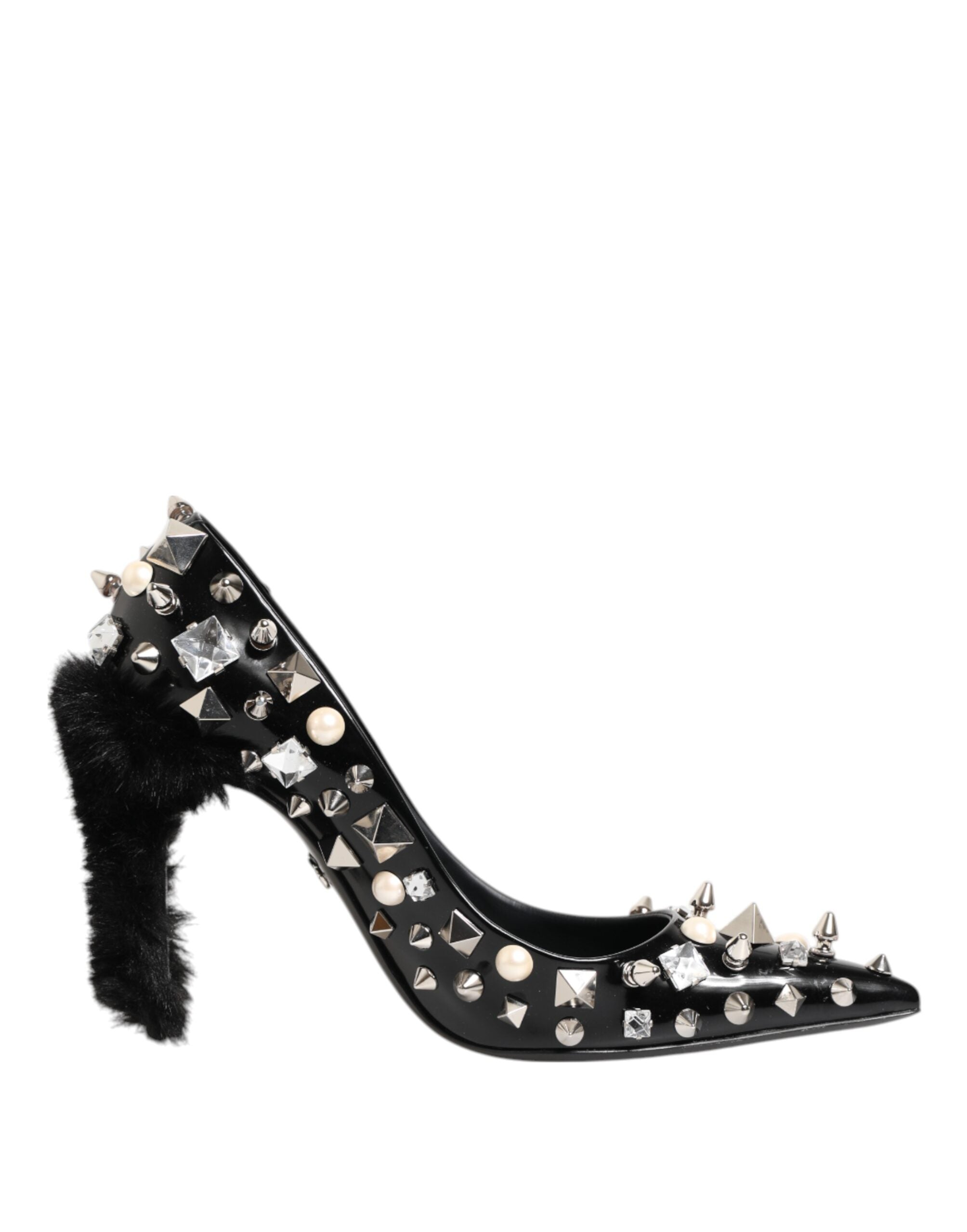 Zapatos de tacón de aguja con tachuelas de cristal negros de Dolce & Gabbana-2
