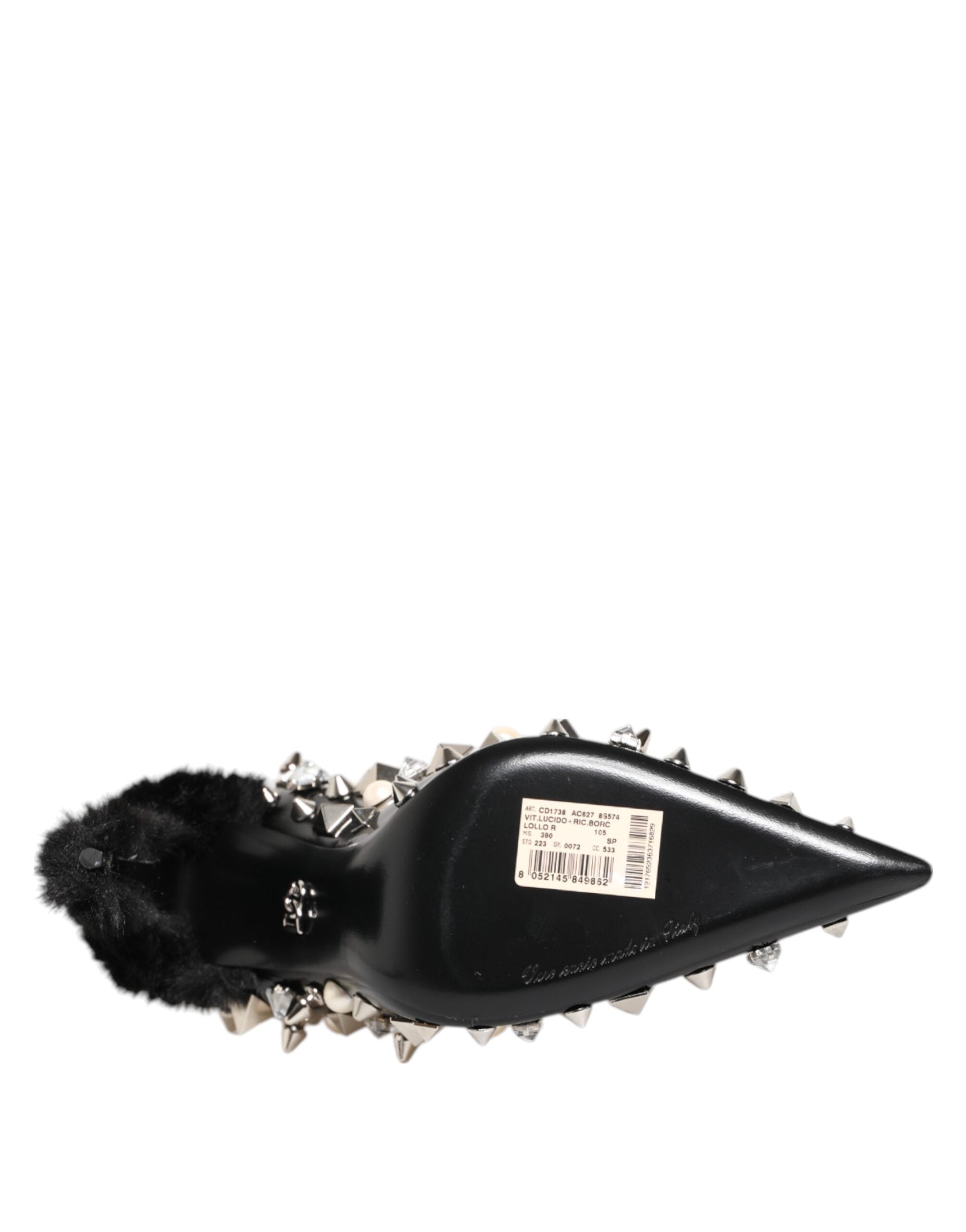 Zapatos de tacón de aguja con tachuelas de cristal negros de Dolce & Gabbana-8
