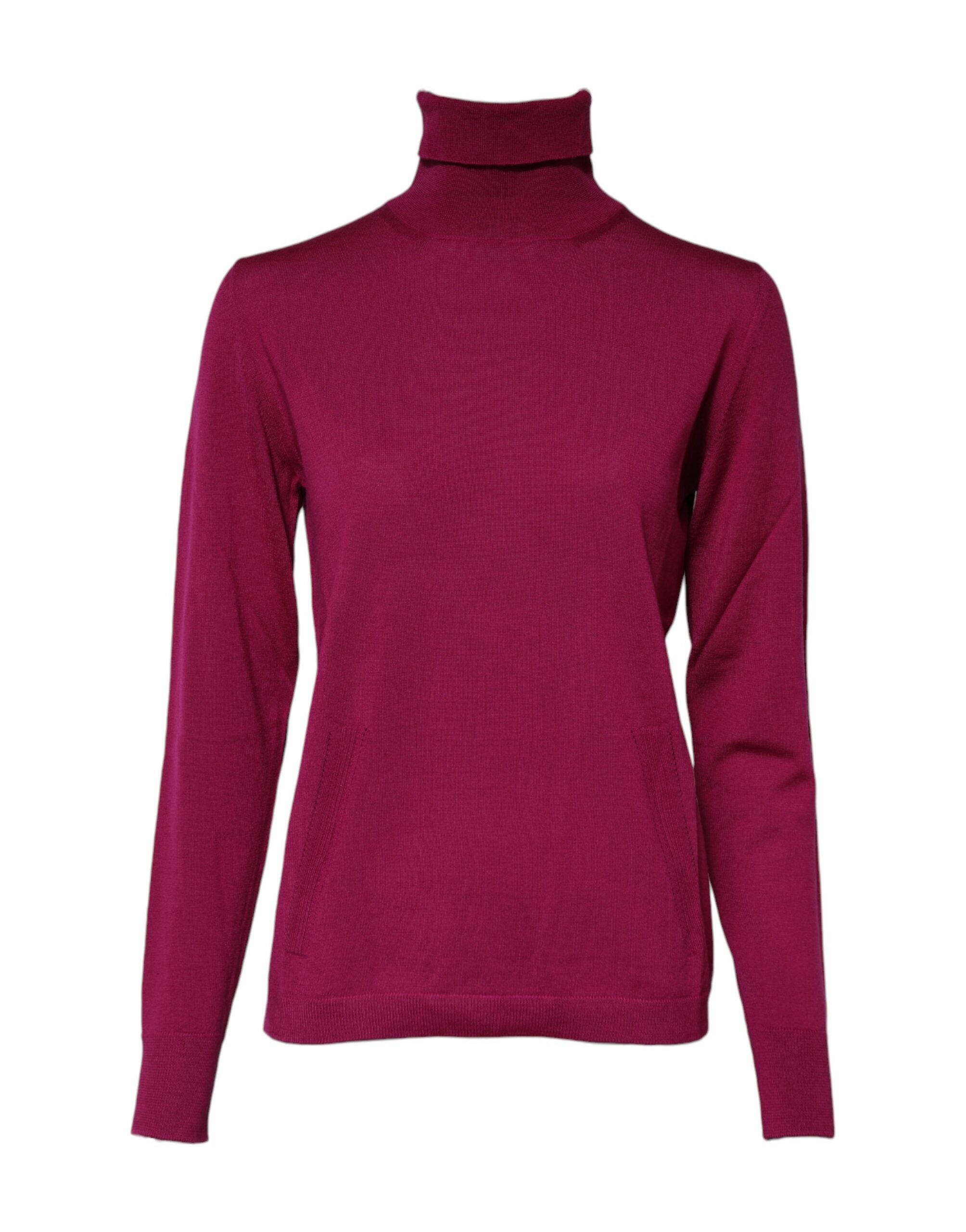 Dolce & Gabbana Fuchsia Long-Sleeve Wool Turtleneck Sweater-2