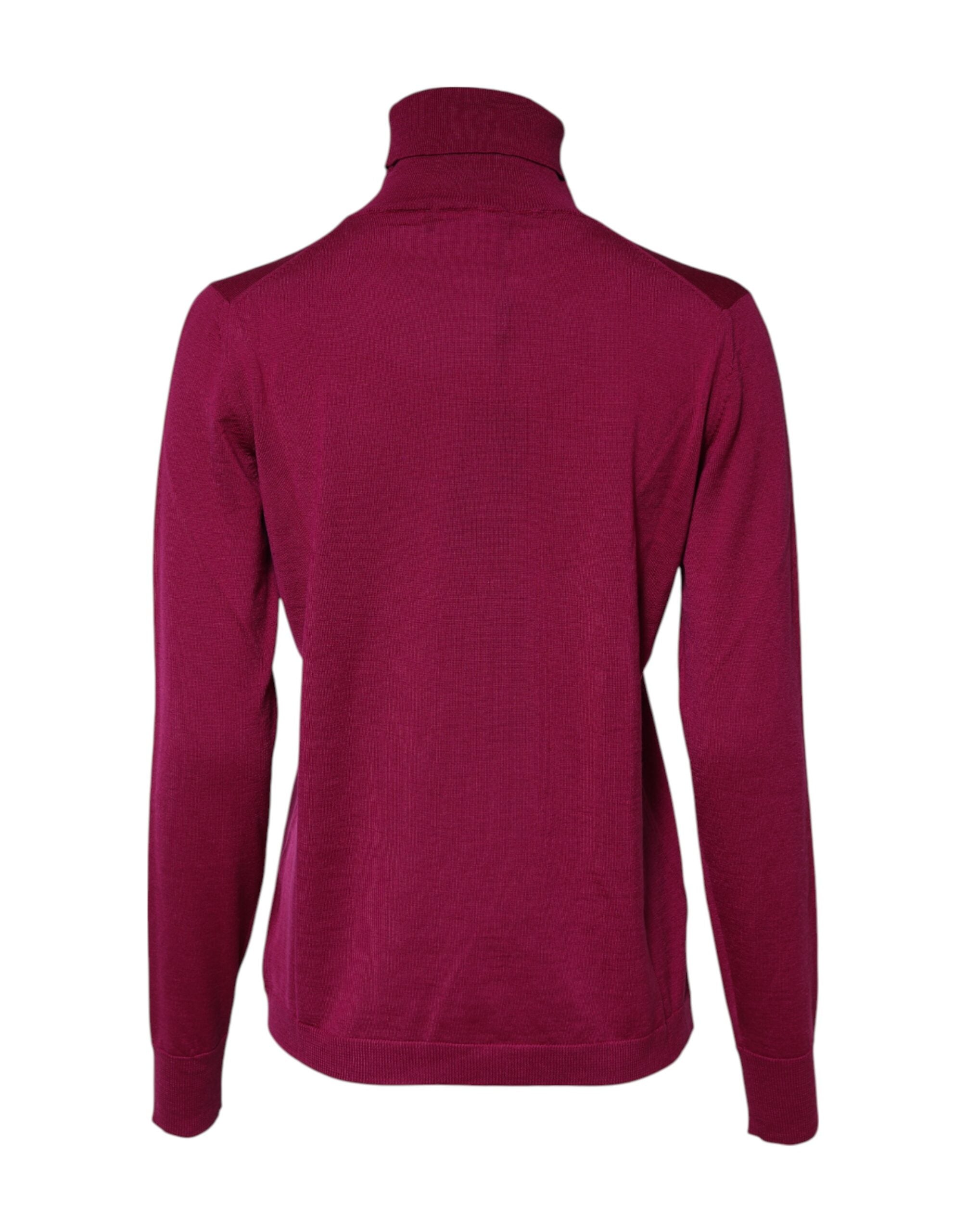 Dolce & Gabbana Fuchsia Long-Sleeve Wool Turtleneck Sweater-3